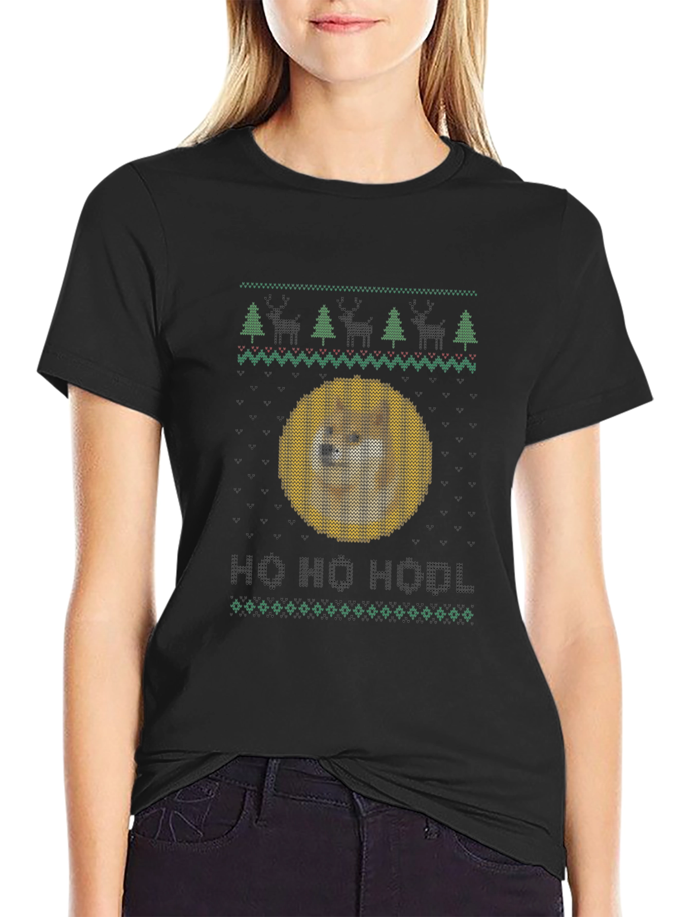Doge HODL Ugly Christmas Sweater T-Shirt