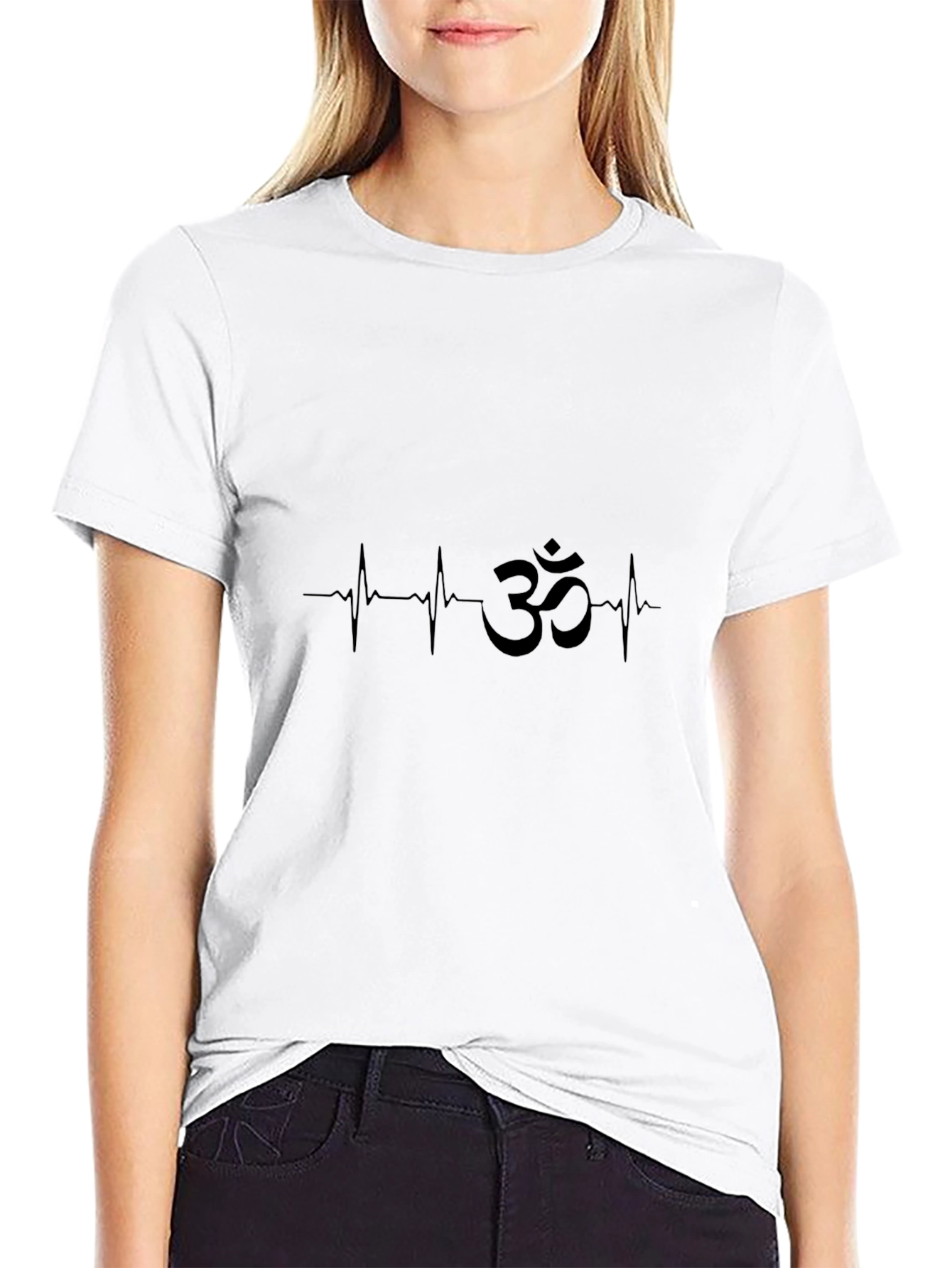 Om Heartbeat Black Graphic Tee - Mens
