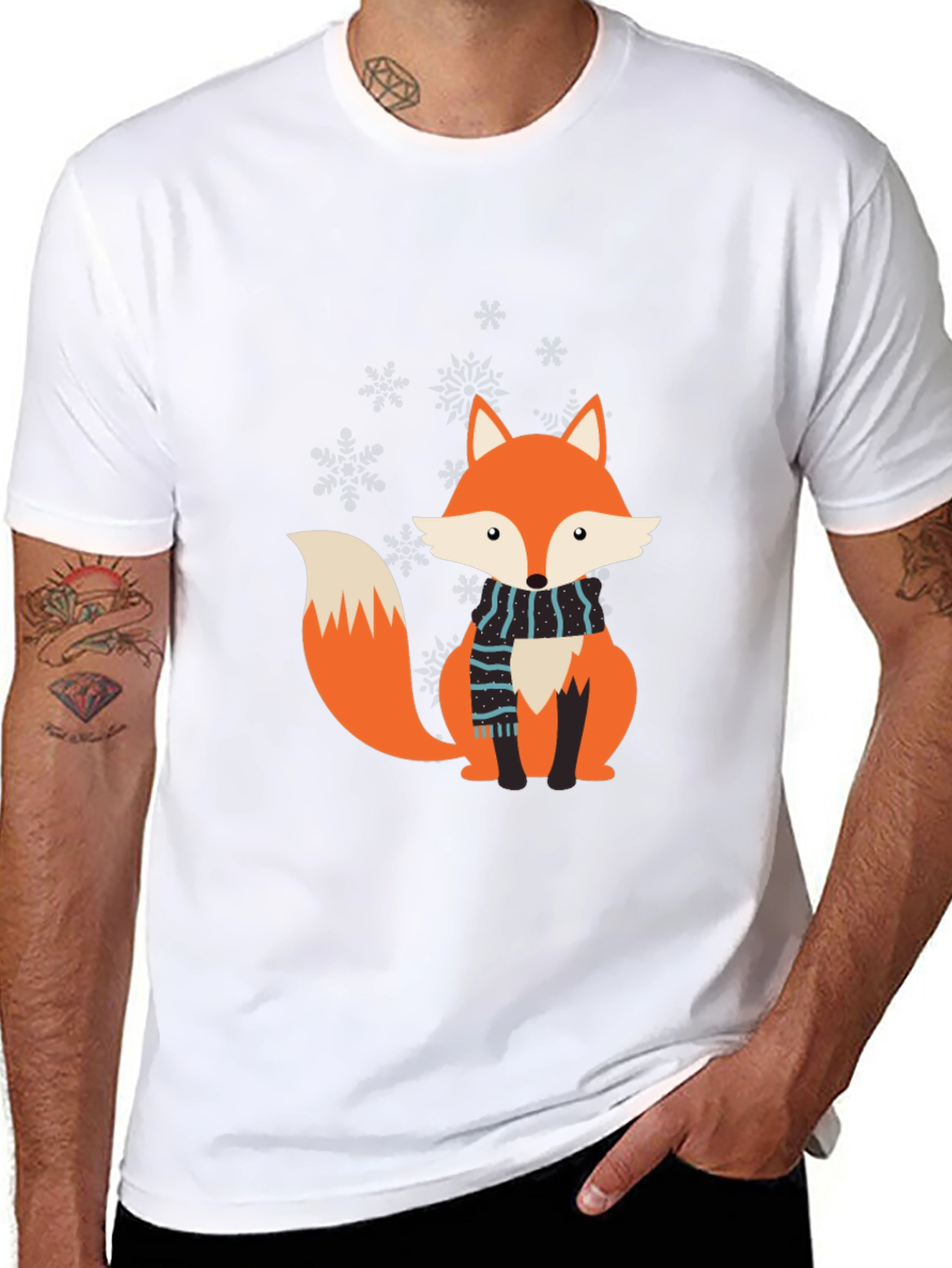 Fox Scarf T-Shirt - Mens Black Tee