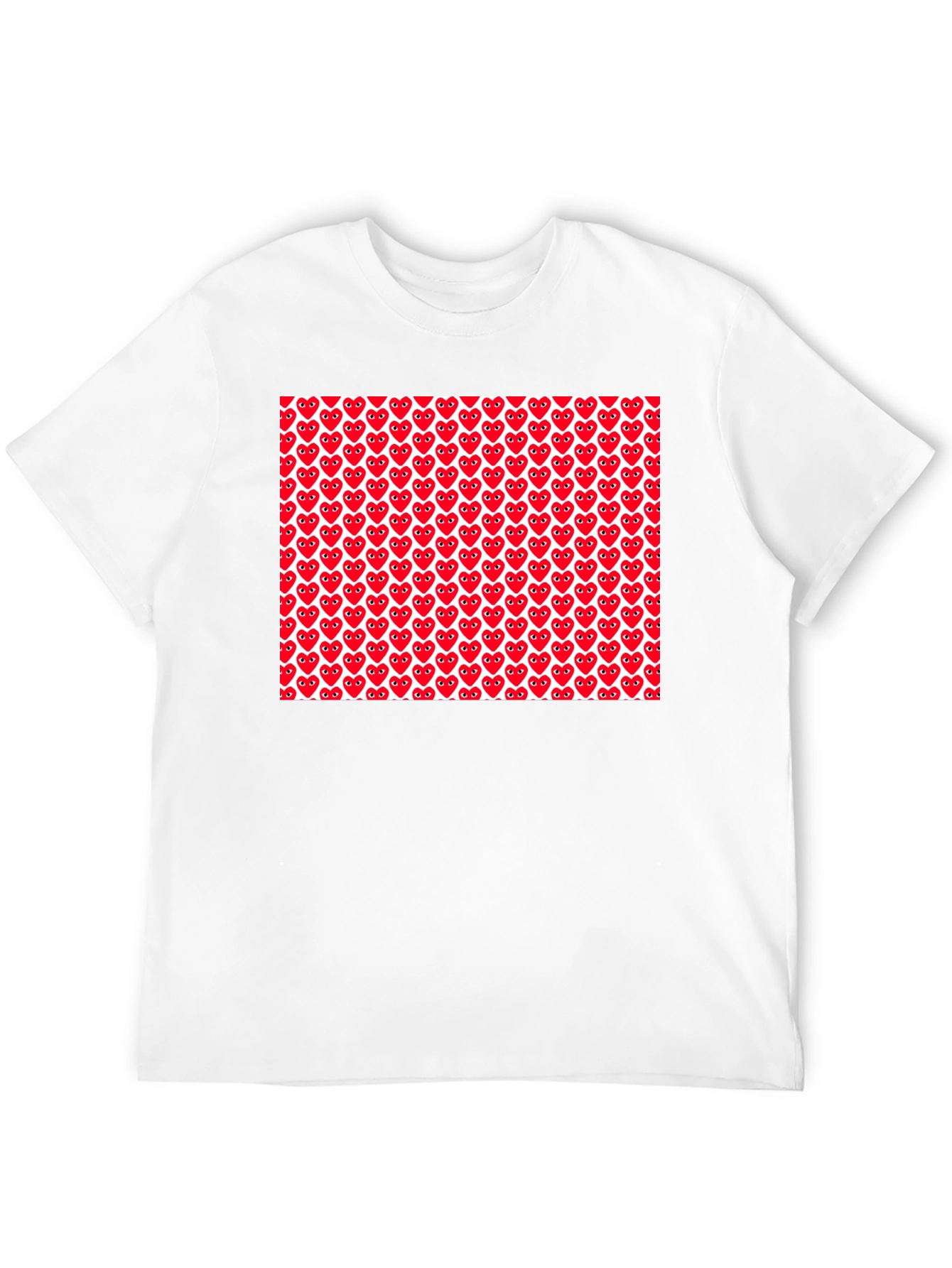 Red Heart Pattern Black T-Shirt