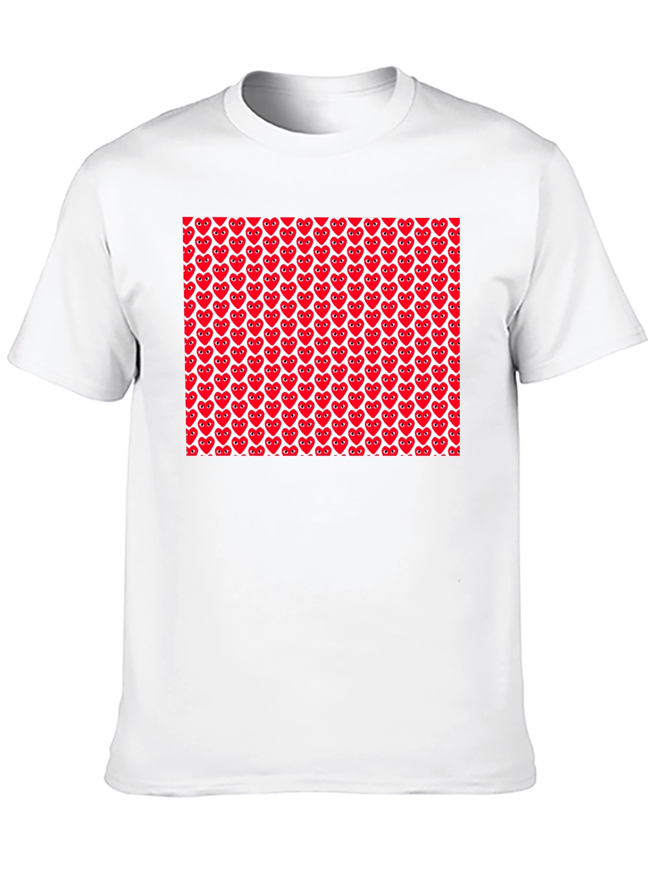 Red Heart Pattern Black T-Shirt