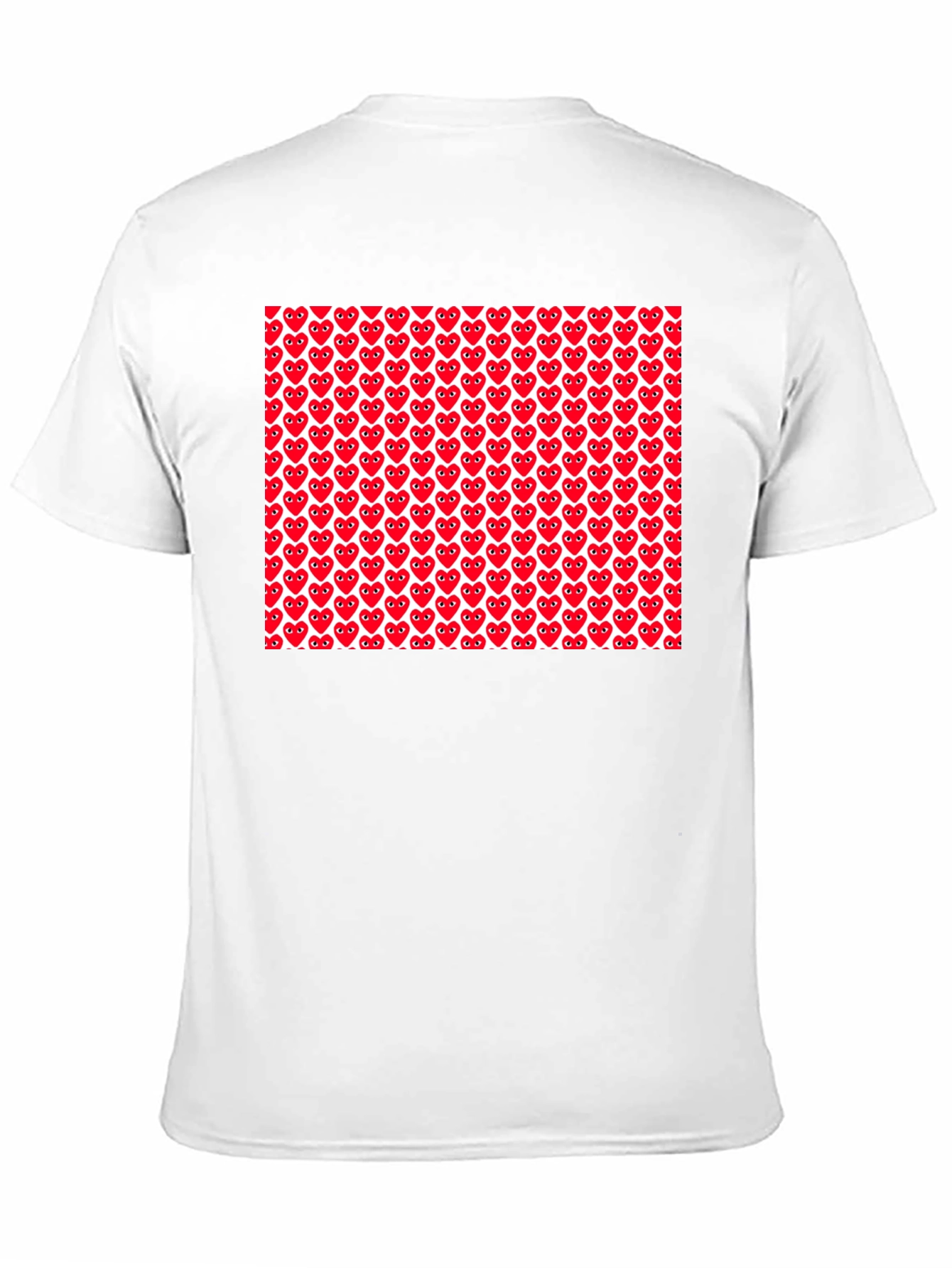 Red Heart Pattern Black T-Shirt
