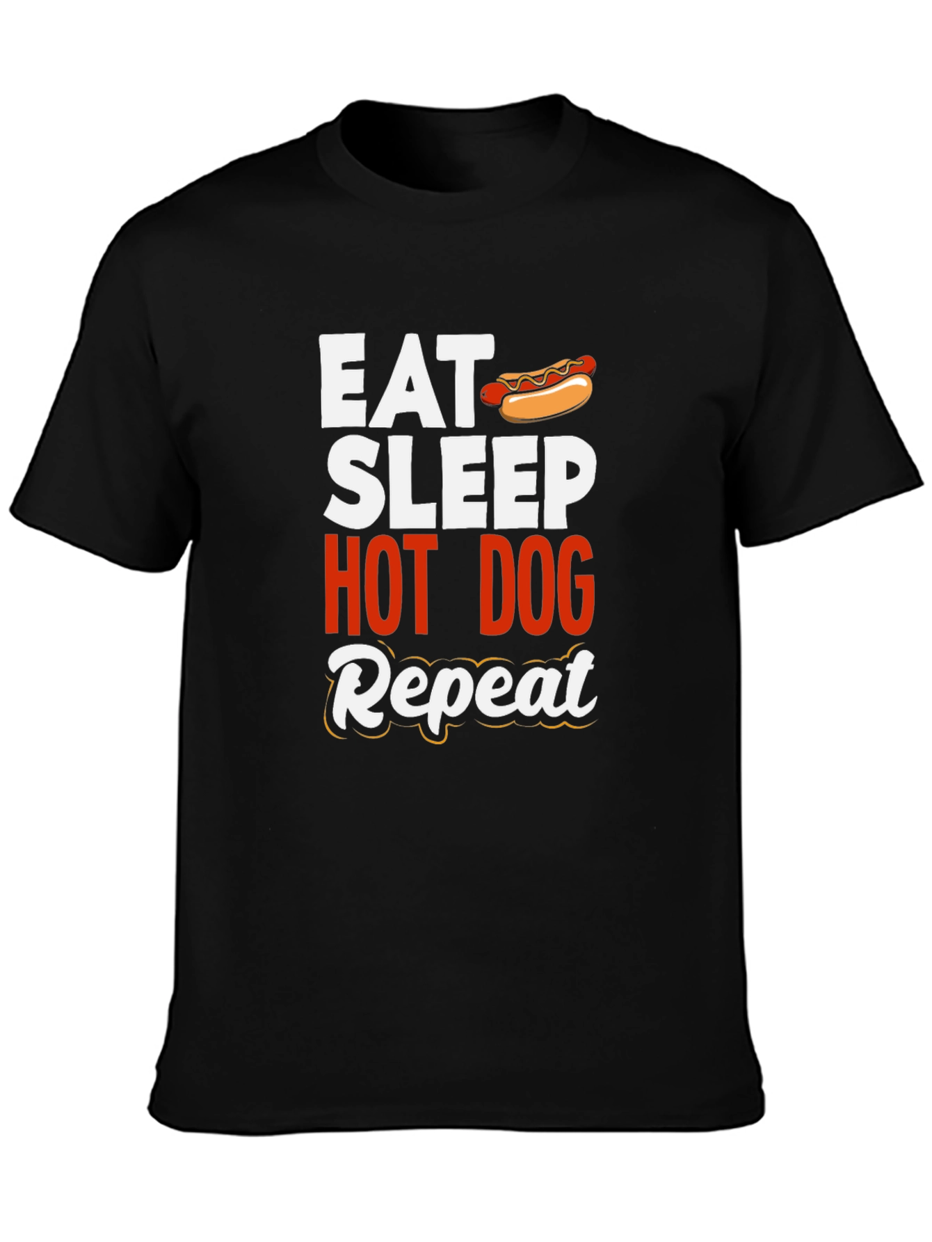 Eat Sleep Hot Dog Repeat T-Shirt – Funny Foodie Tee