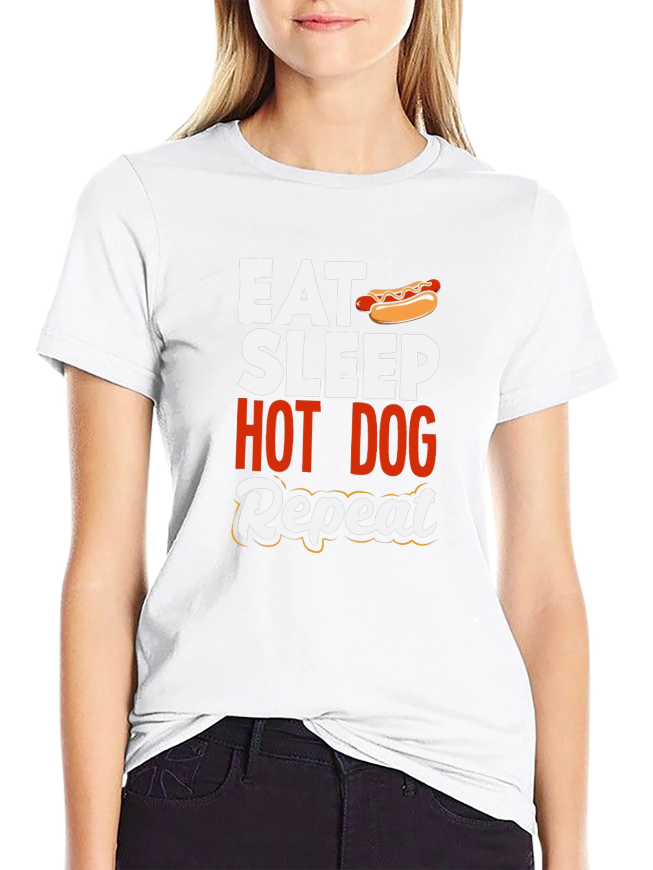 Eat Sleep Hot Dog Repeat T-Shirt – Funny Foodie Tee