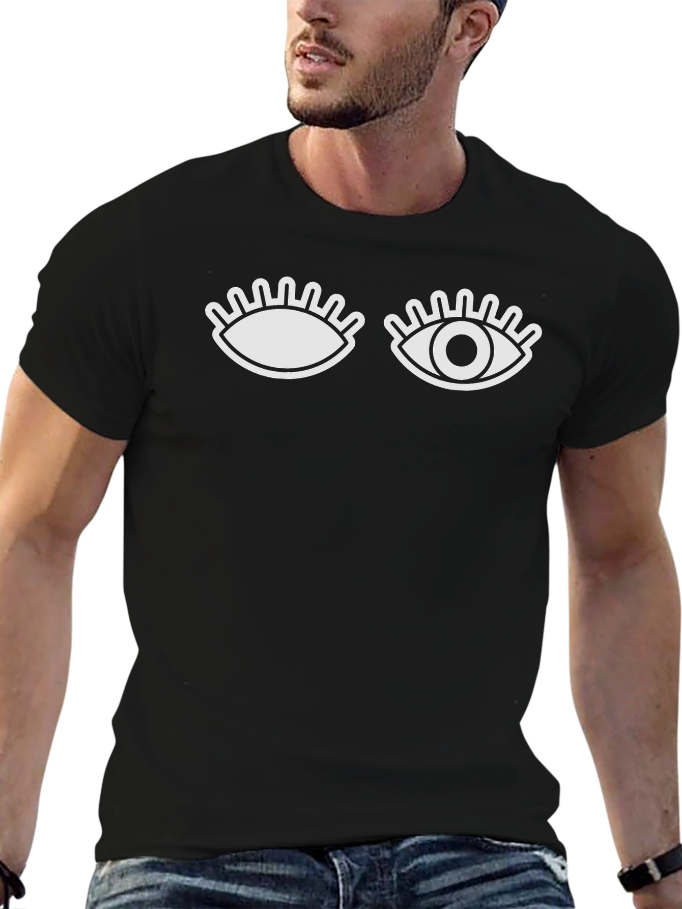 Winking Eye Graphic Tee - Mens Black T-Shirt