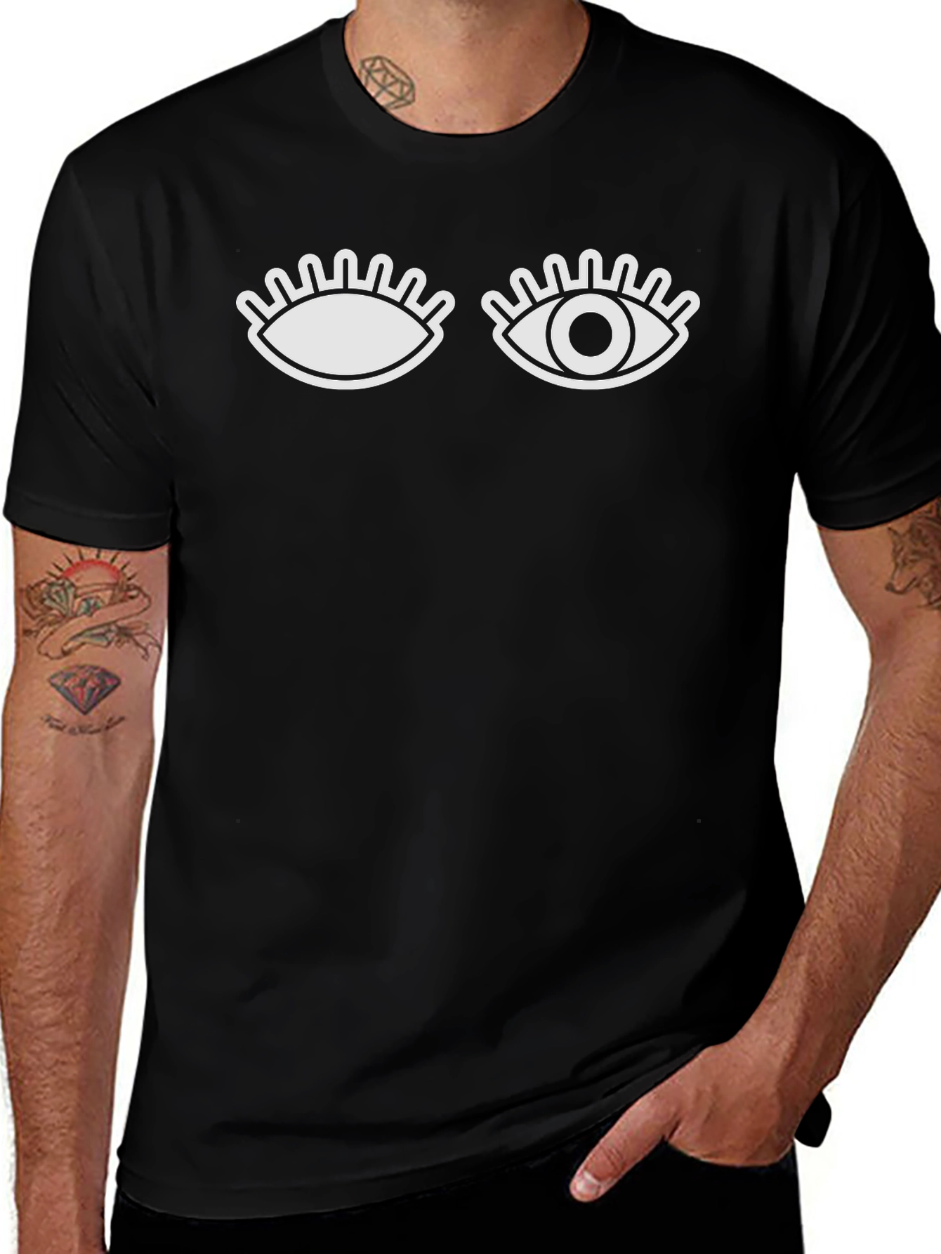 Winking Eye Graphic Tee - Mens Black T-Shirt
