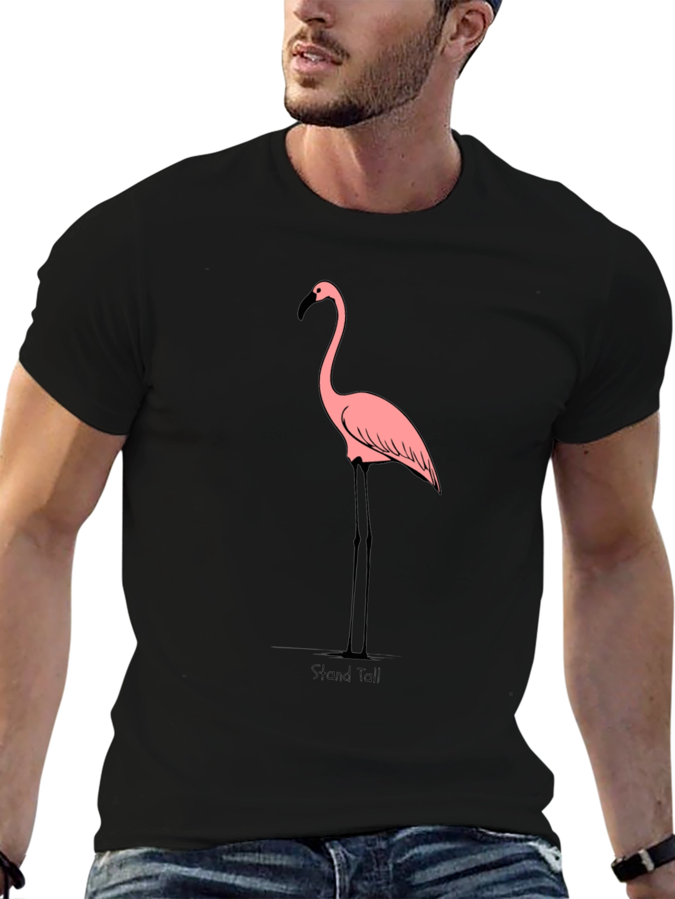 Stand Tall Flamingo Graphic T-Shirt - Black