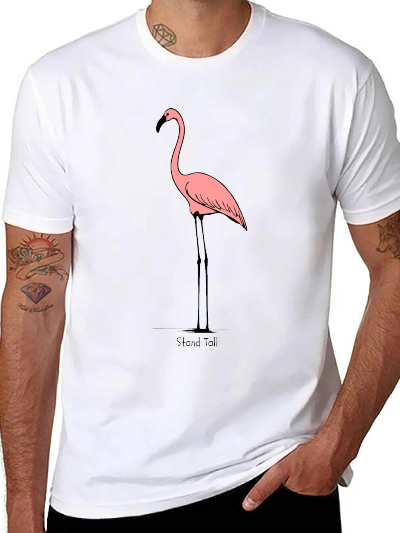 Stand Tall Flamingo Graphic T-Shirt - Black