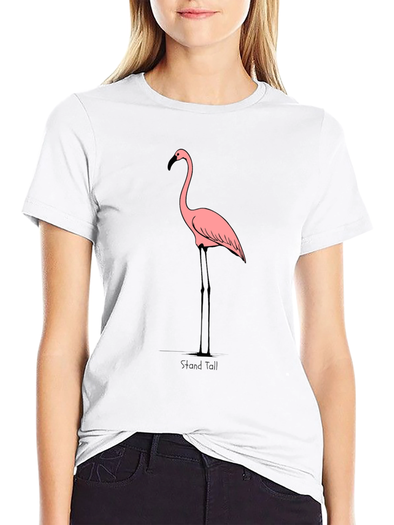 Stand Tall Flamingo Graphic T-Shirt - Black