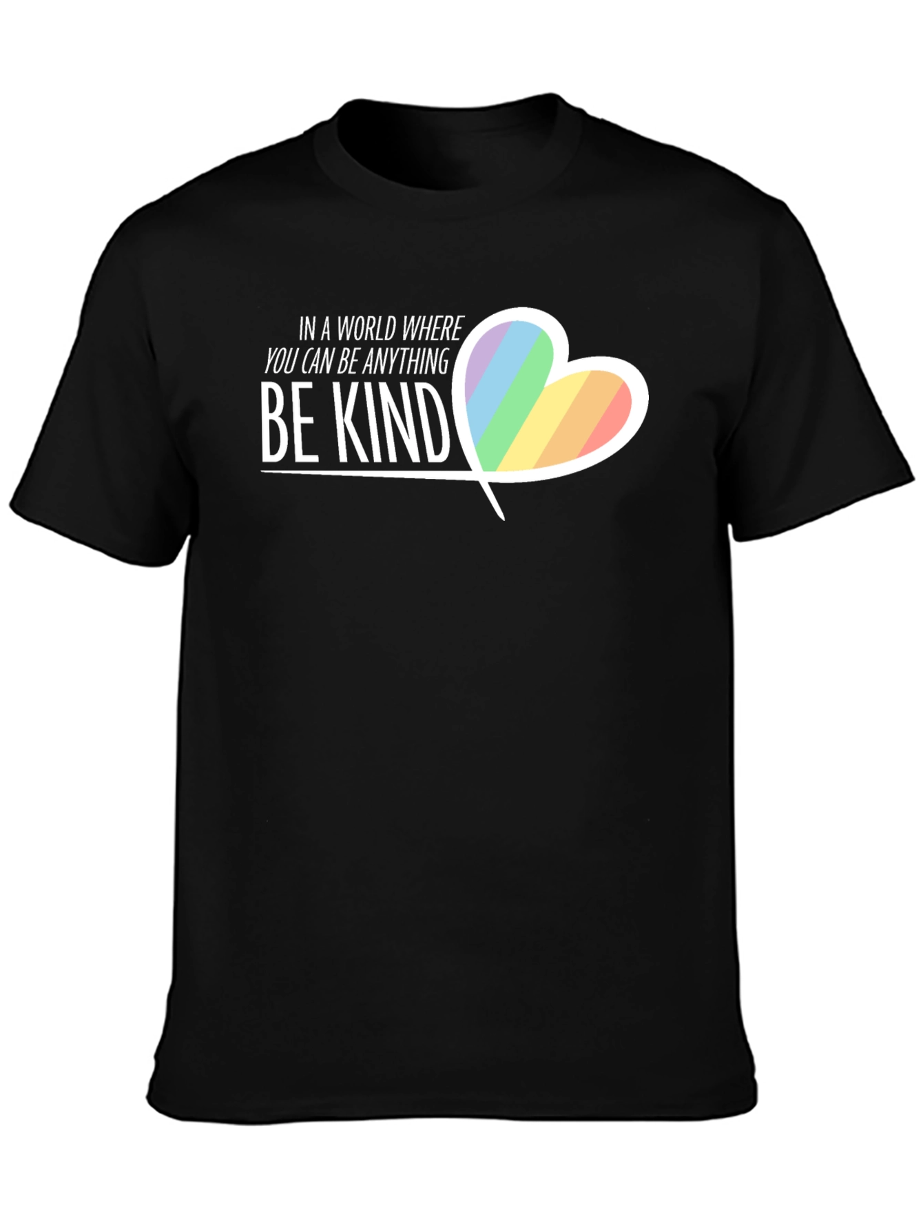Be Kind Rainbow Heart Graphic T-Shirt