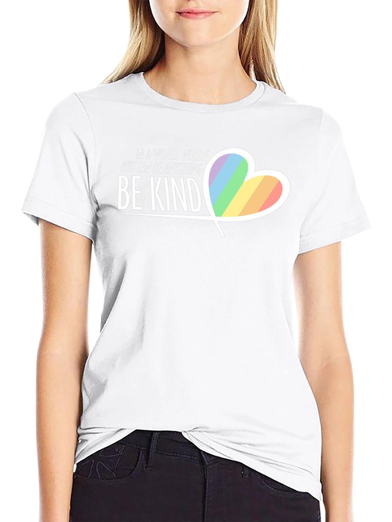 Be Kind Rainbow Heart Graphic T-Shirt