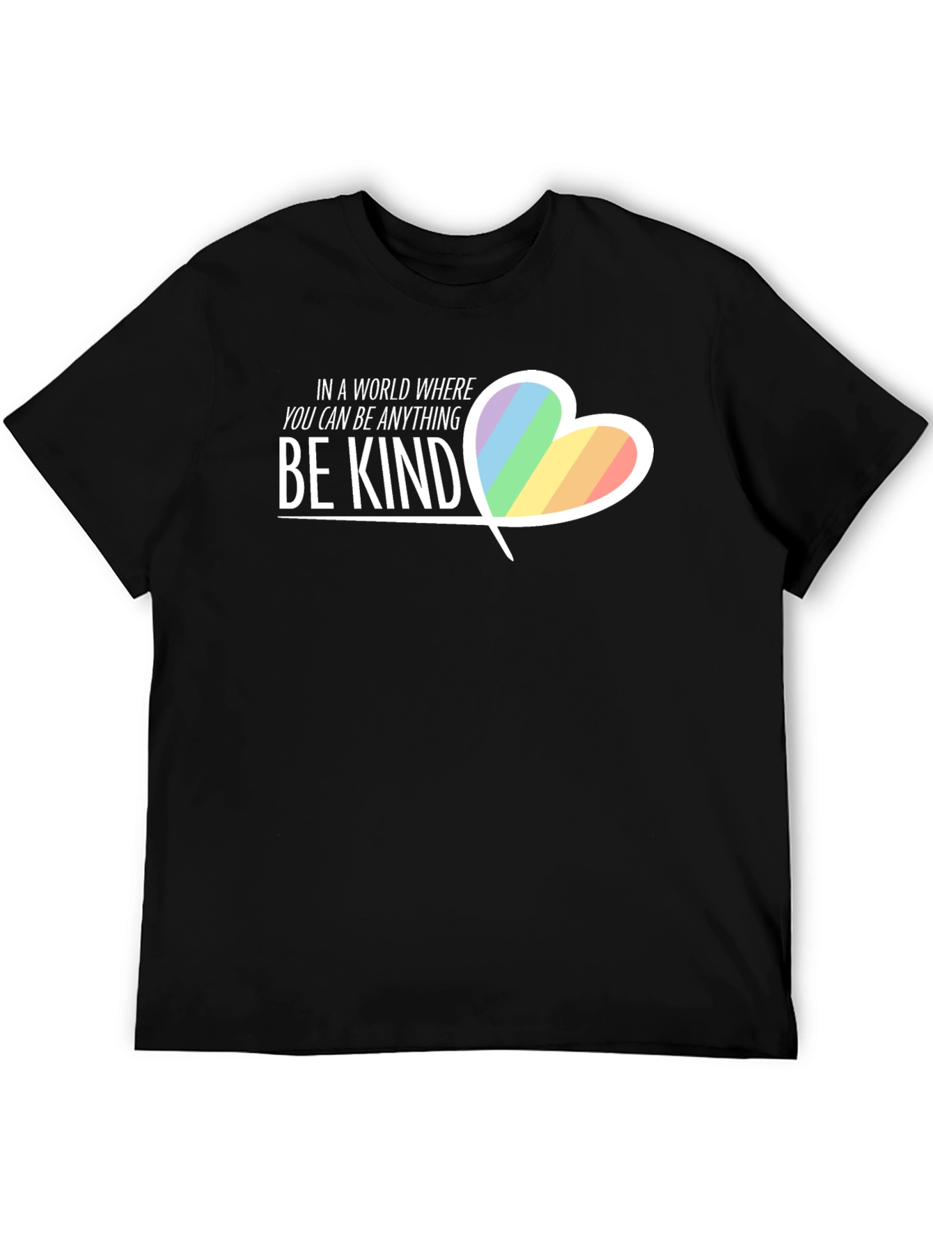 Be Kind Rainbow Heart Graphic T-Shirt