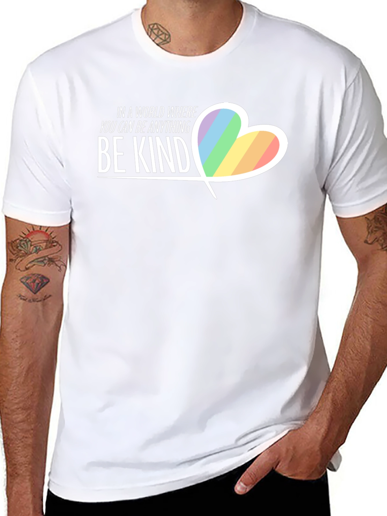 Be Kind Rainbow Heart Graphic T-Shirt