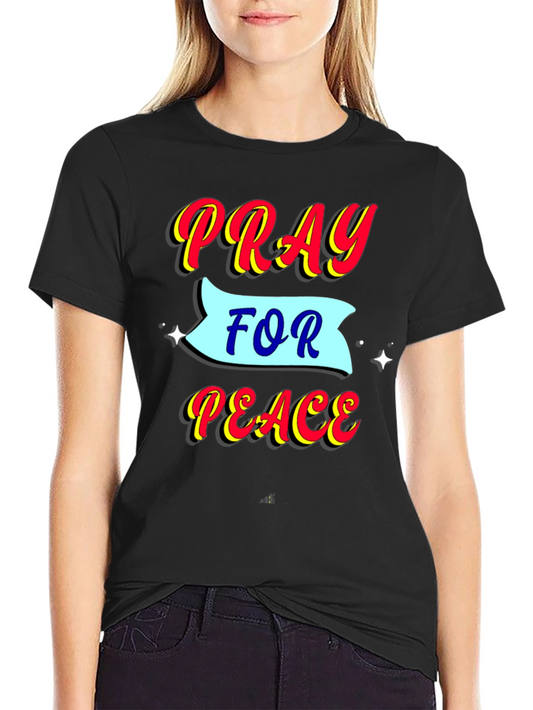 Pray for Peace Black Graphic T-Shirt