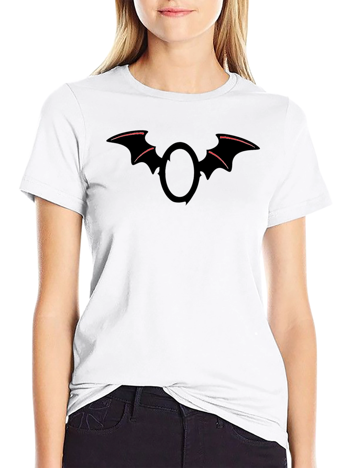 Mens Black T-Shirt with Bat Logo