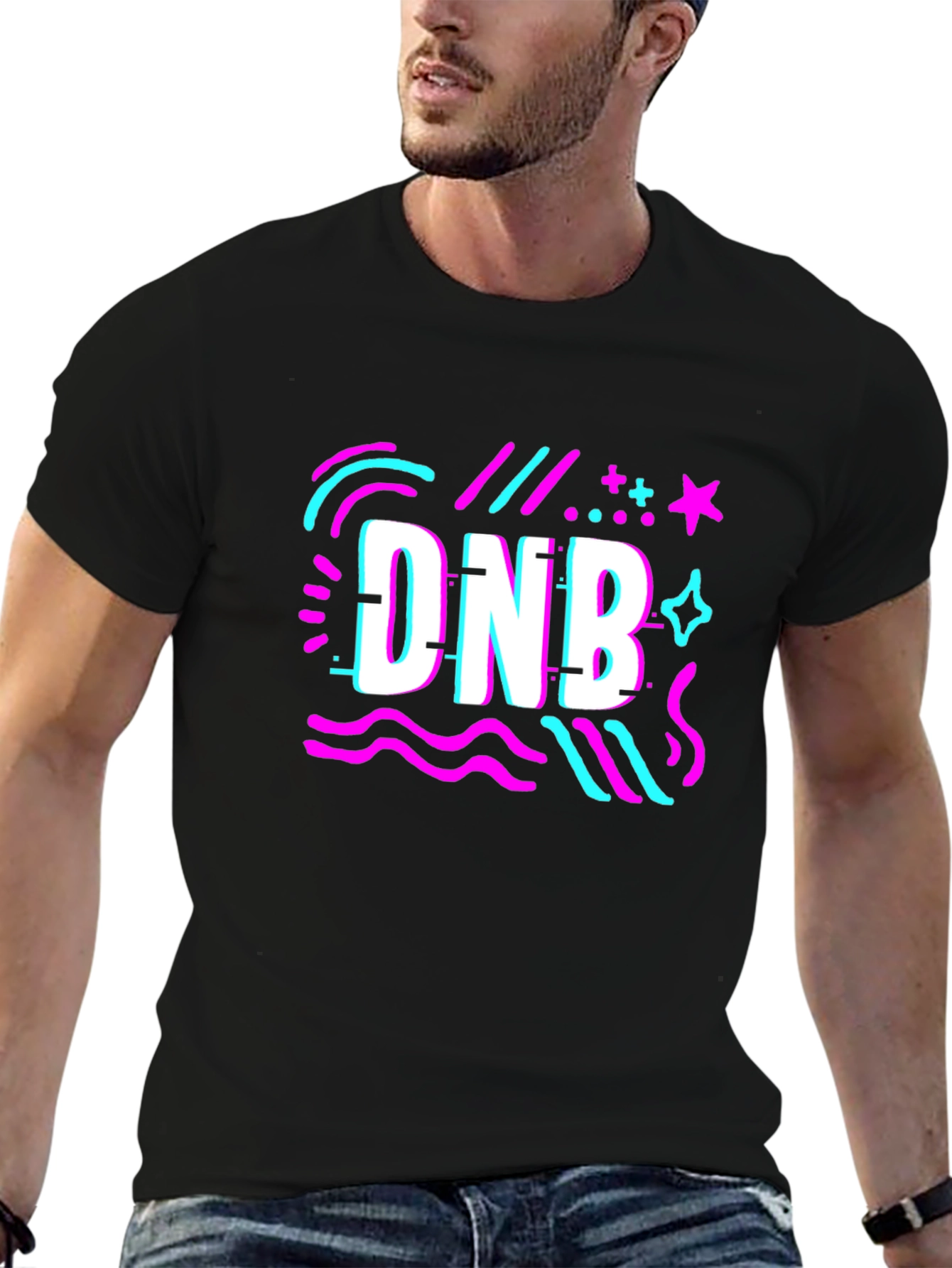 DNB Glitch Style Black T-Shirt