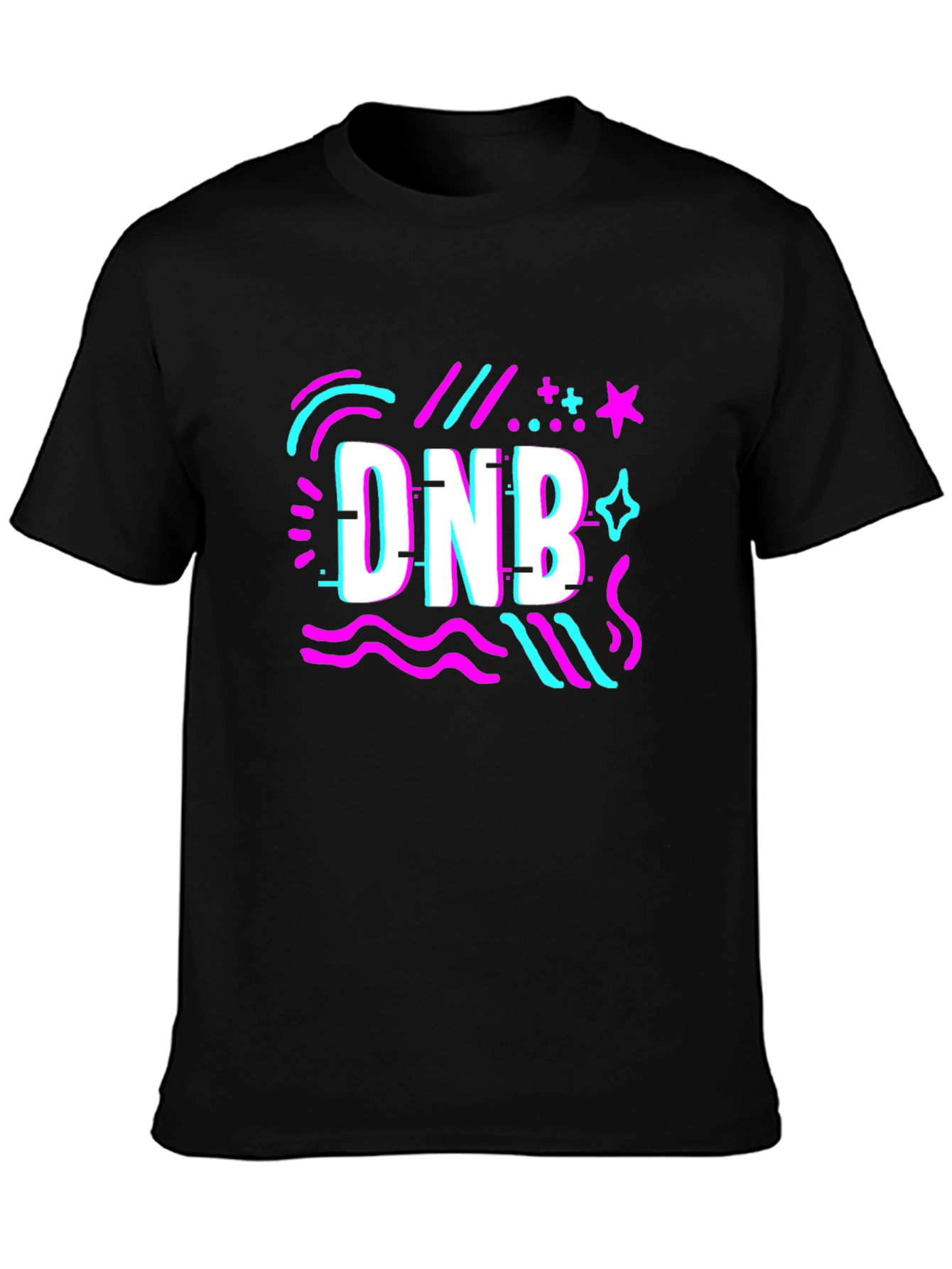 DNB Glitch Style Black T-Shirt