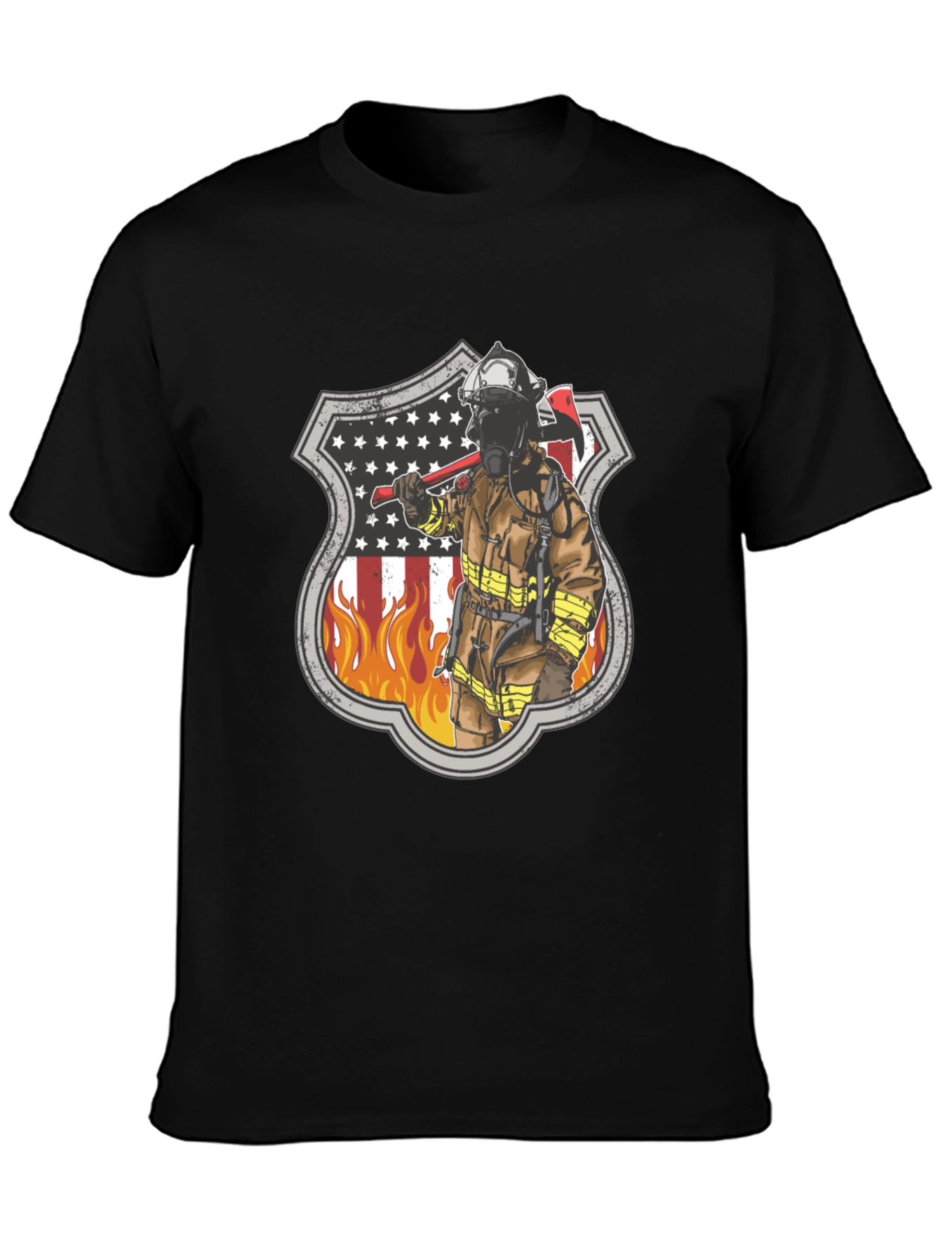 Firefighter American Flag Shield T-Shirt