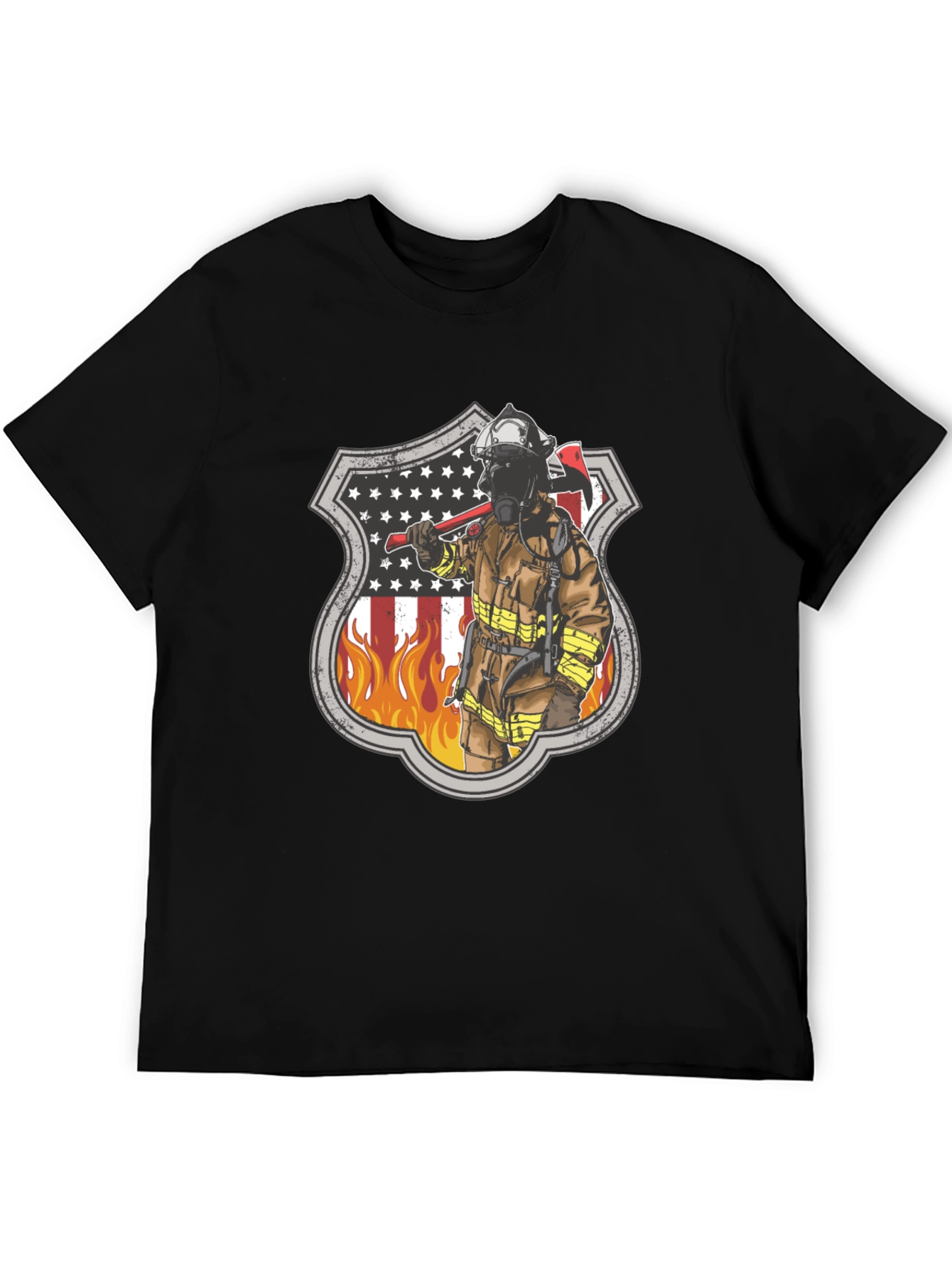 Firefighter American Flag Shield T-Shirt