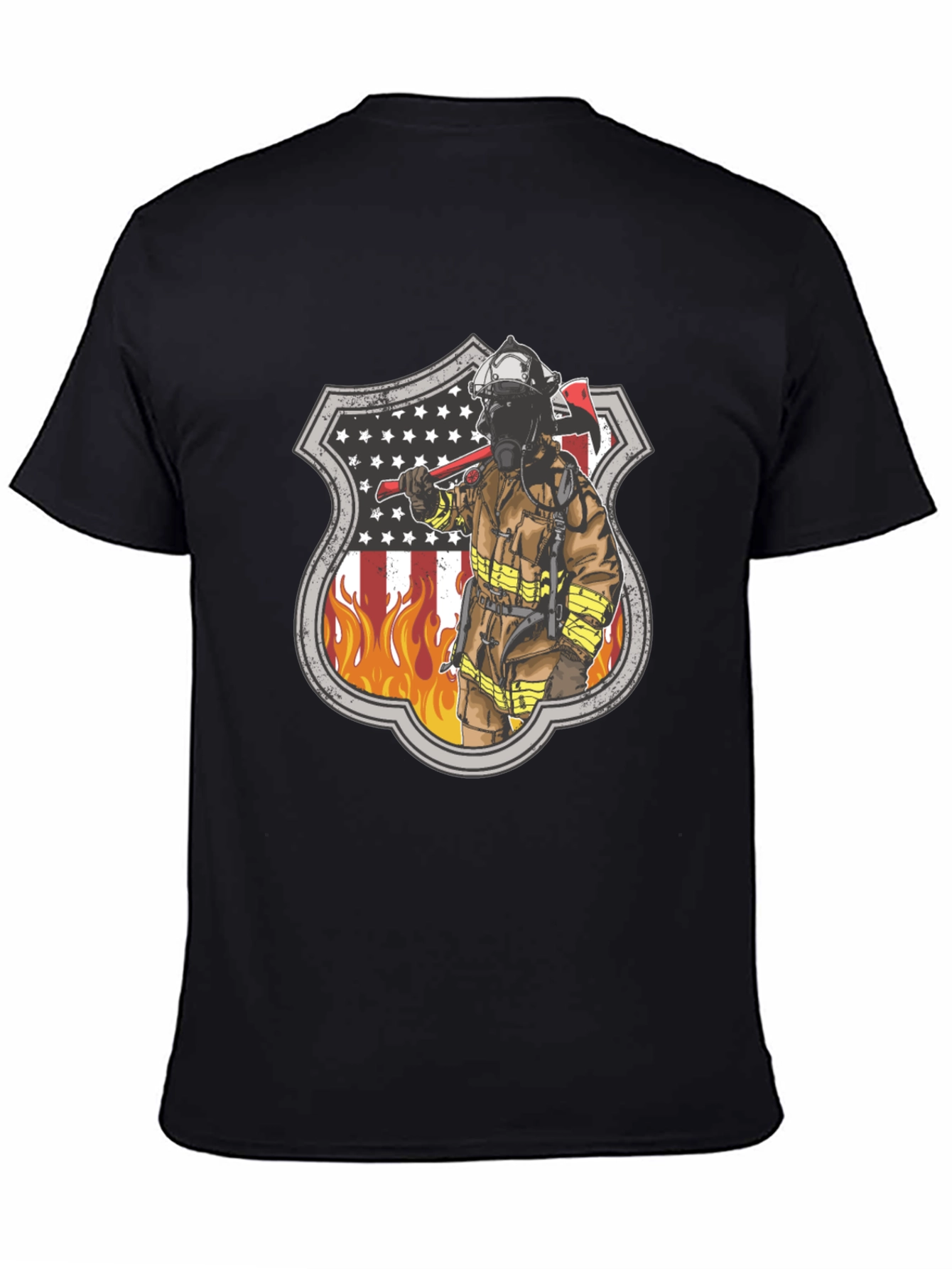 Firefighter American Flag Shield T-Shirt