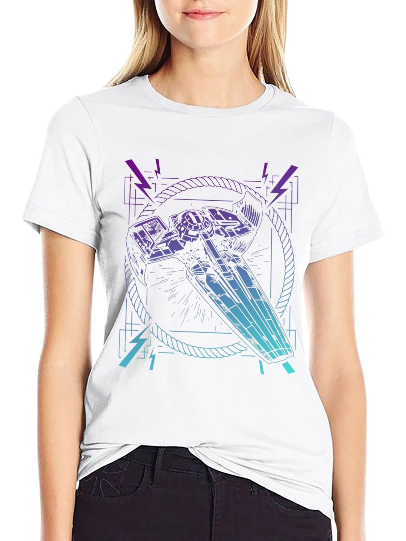 Cyberpunk Spaceship Graphic T-Shirt