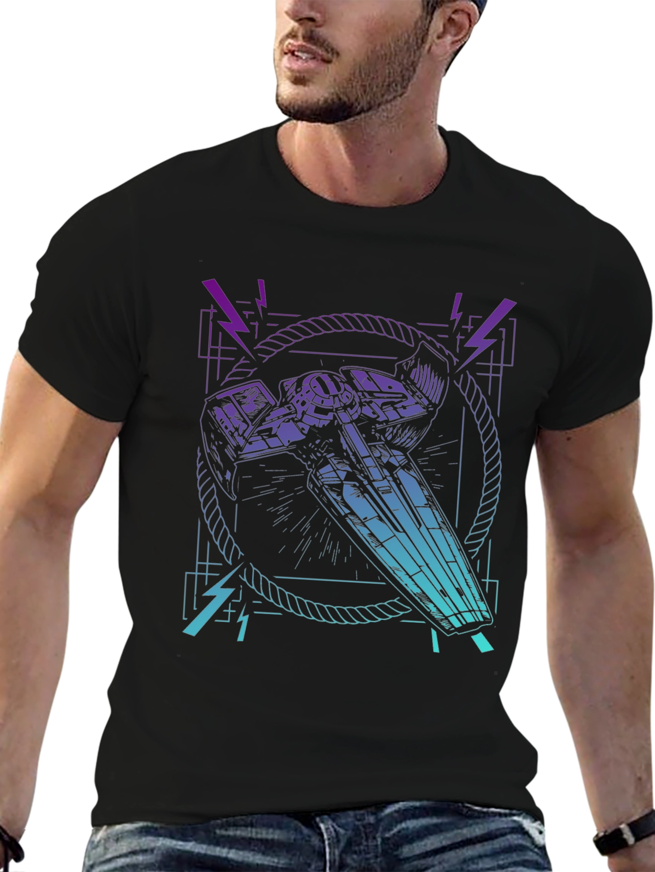 Cyberpunk Spaceship Graphic T-Shirt