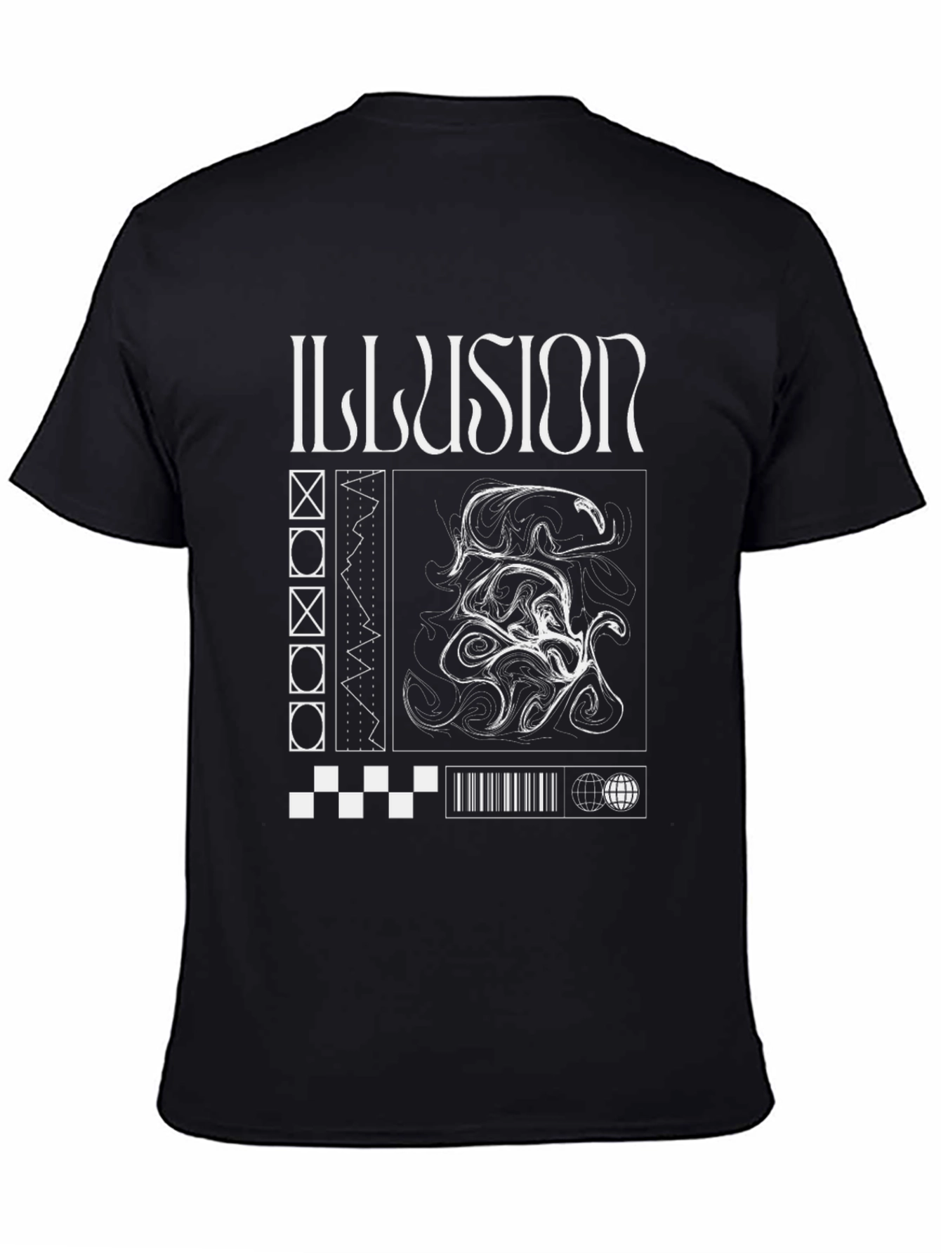 Illusion Graphic Print Black T-Shirt