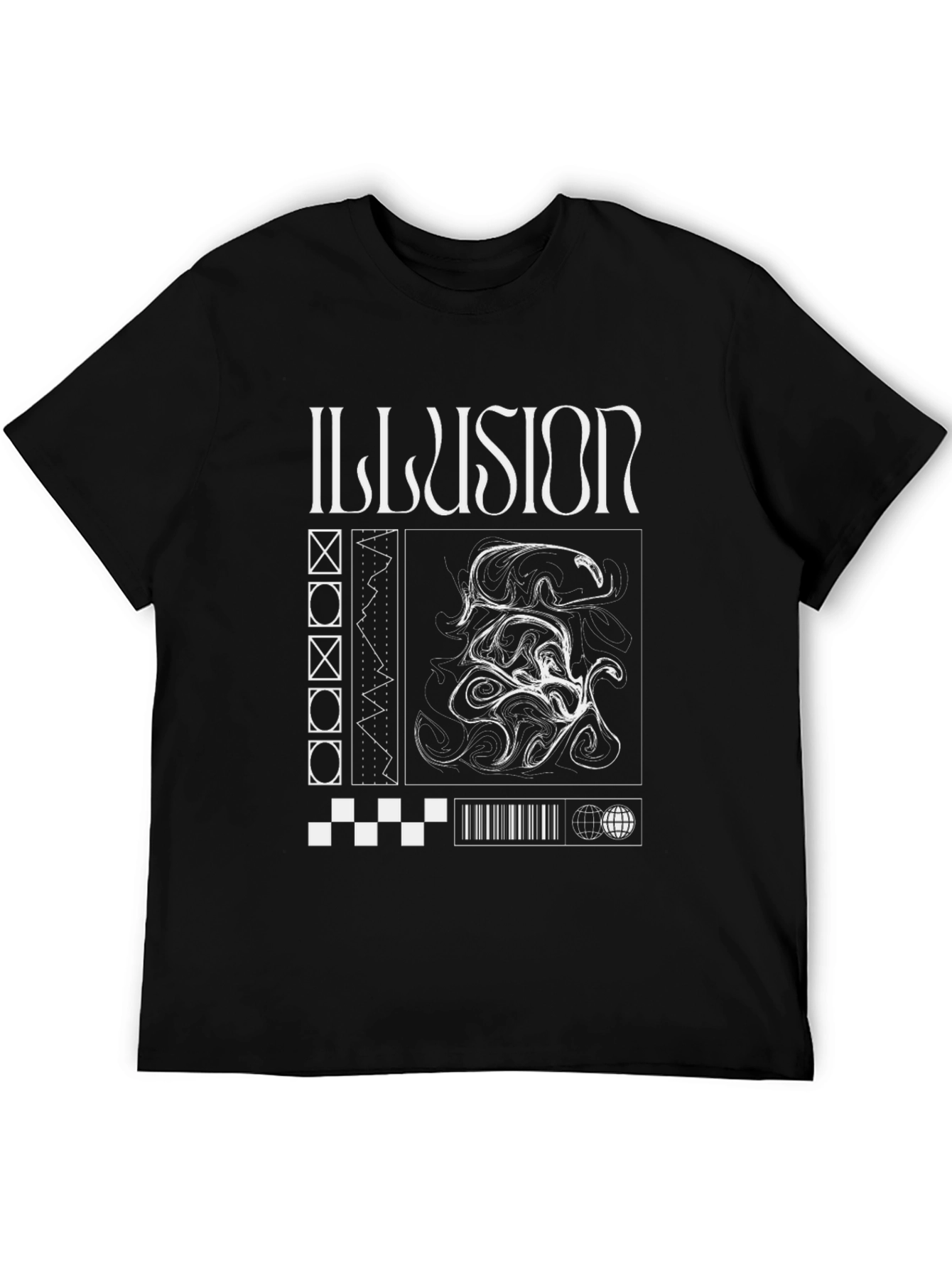 Illusion Graphic Print Black T-Shirt