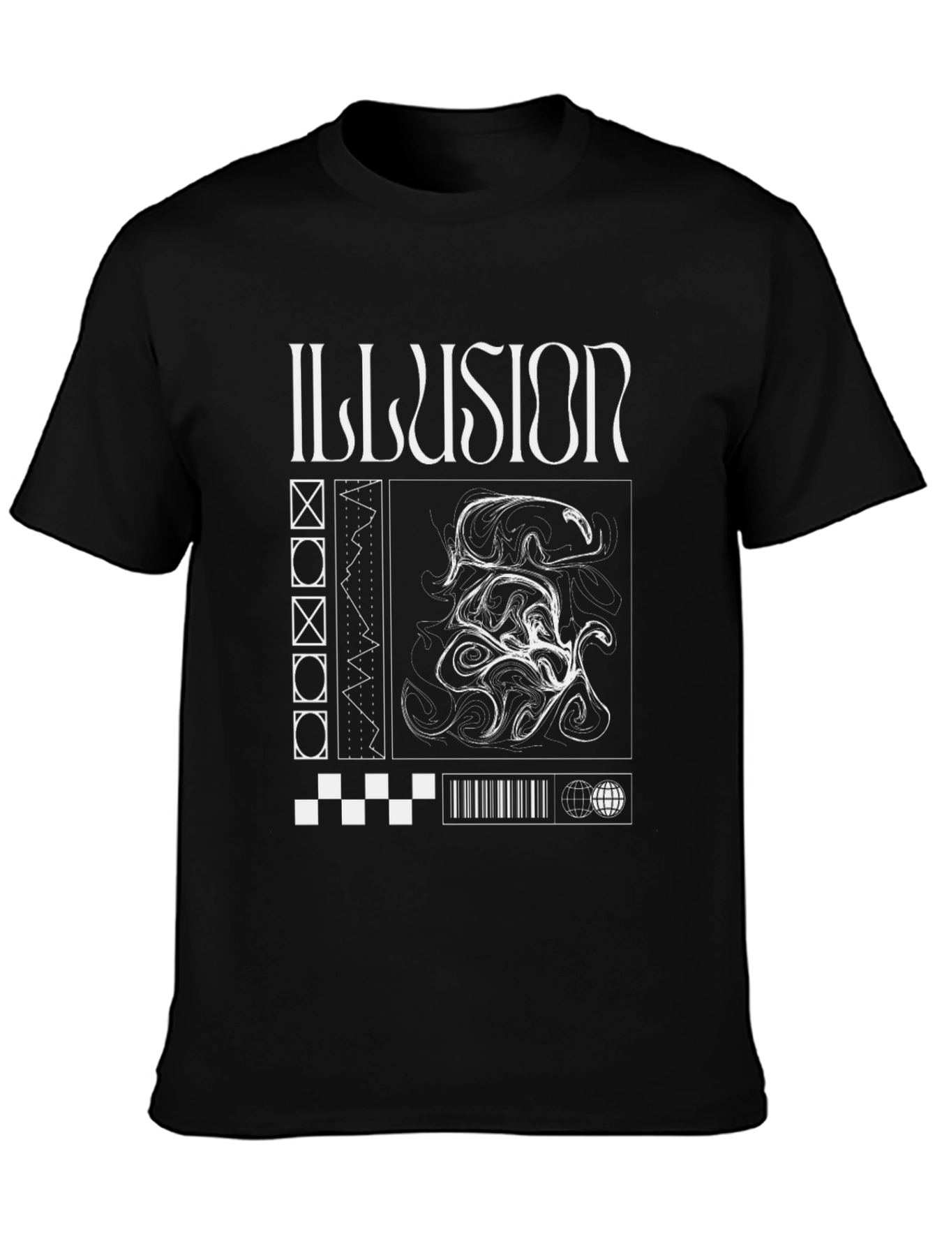 Illusion Graphic Print Black T-Shirt