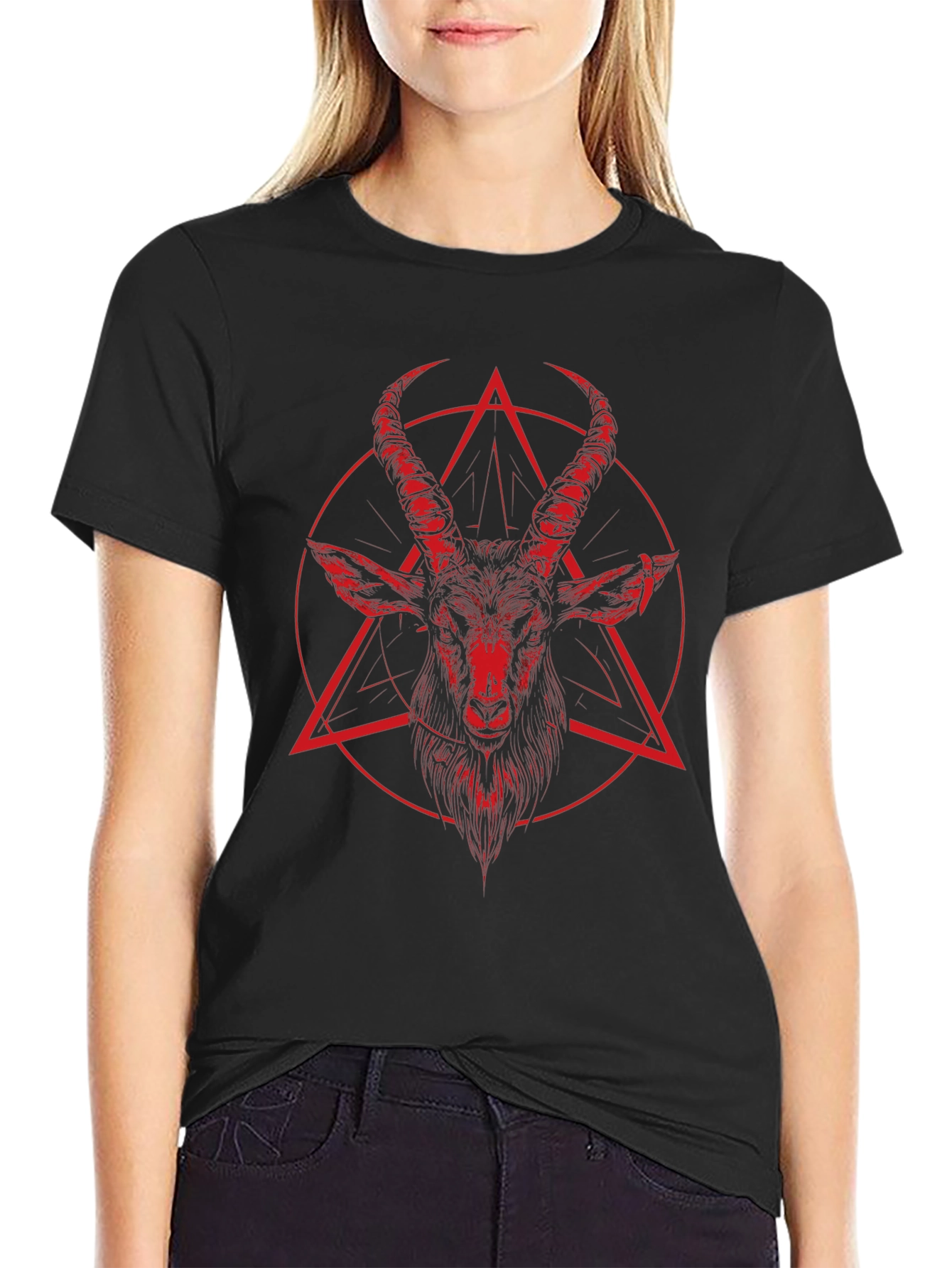 Baphomet Graphic Tee - Dark Aesthetic Cotton T-Shirt