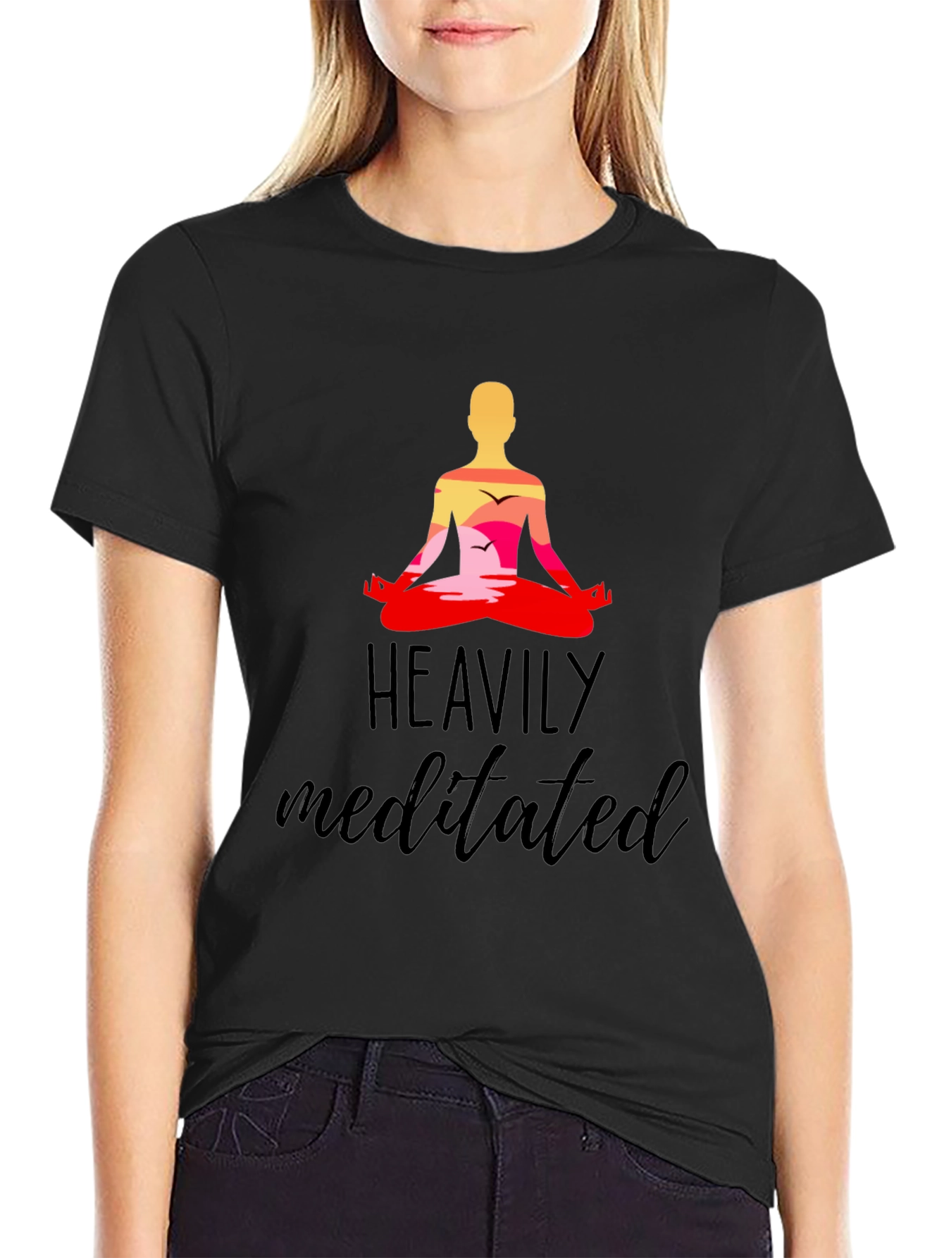 Heavily Meditated Black Graphic T-Shirt