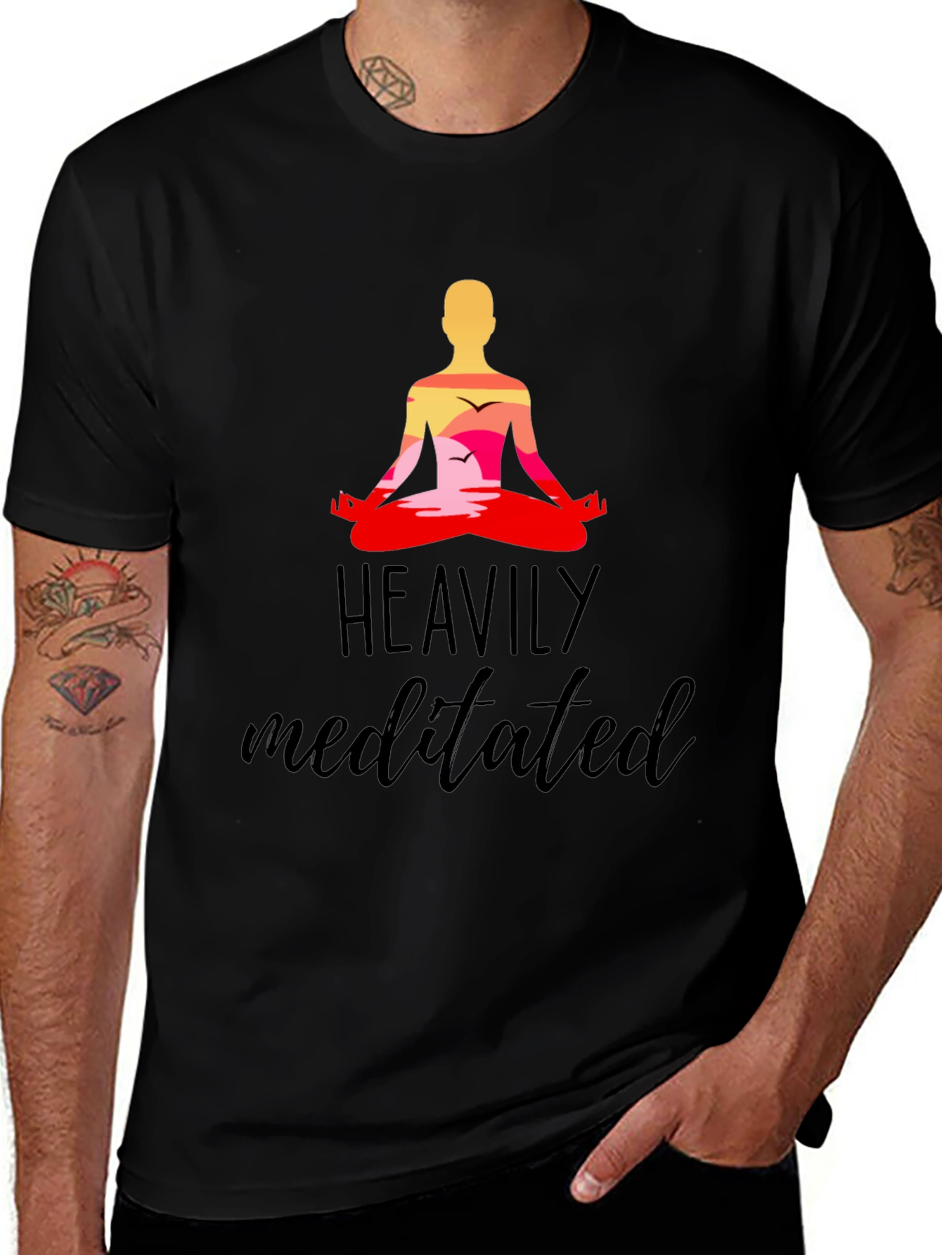 Heavily Meditated Black Graphic T-Shirt