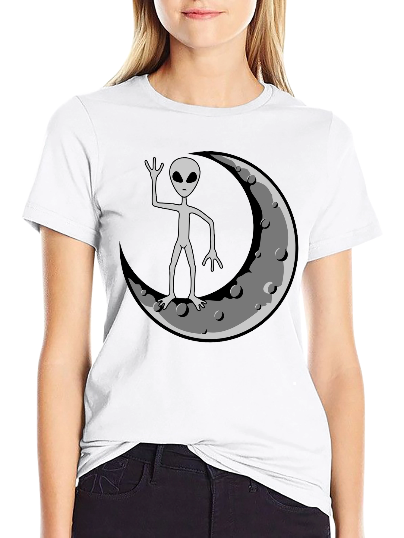 Alien Moon Graphic T-Shirt - Cool Outer Space Design
