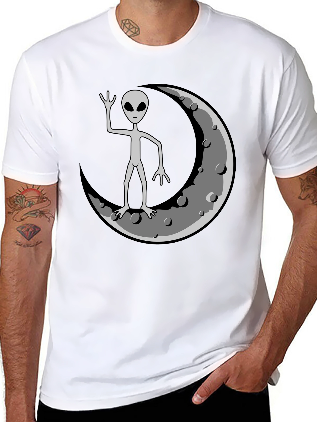 Alien Moon Graphic T-Shirt - Cool Outer Space Design
