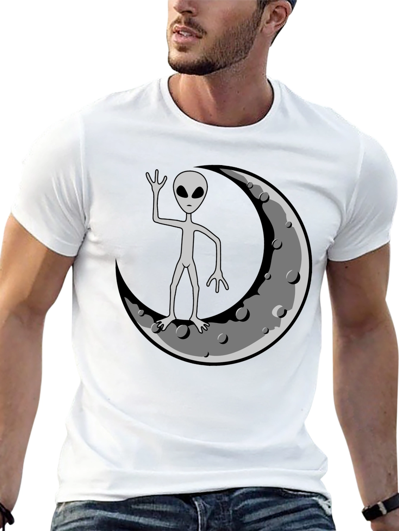 Alien Moon Graphic T-Shirt - Cool Outer Space Design