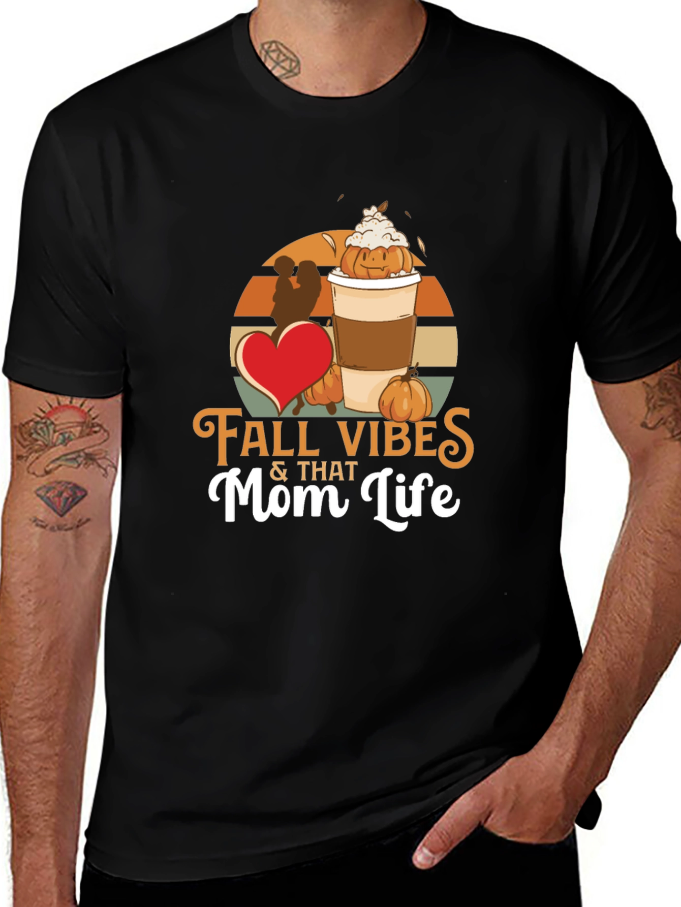 Fall Vibes & That Mom Life Black T-Shirt