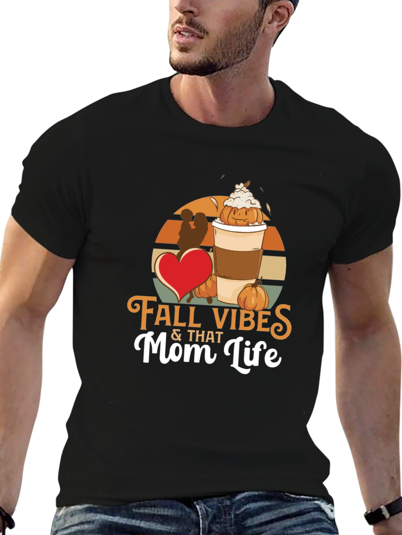 Fall Vibes & That Mom Life Black T-Shirt