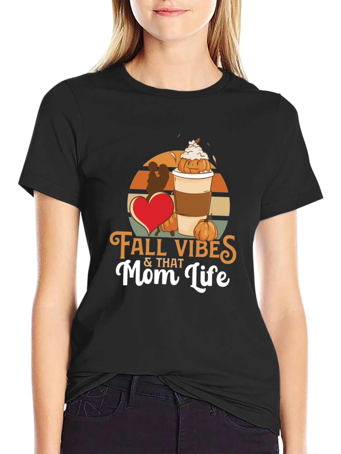 Fall Vibes & That Mom Life Black T-Shirt
