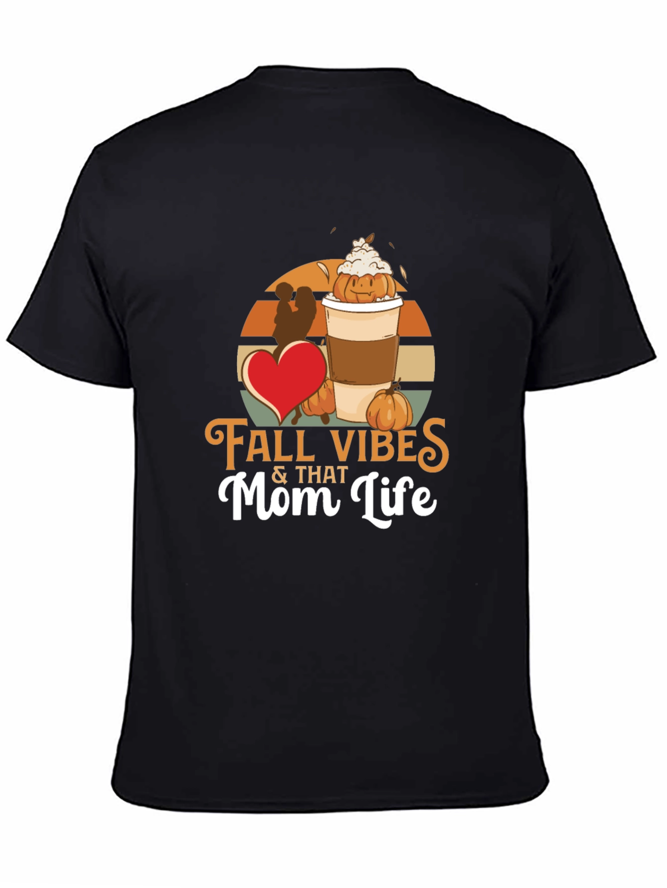 Fall Vibes & That Mom Life Black T-Shirt