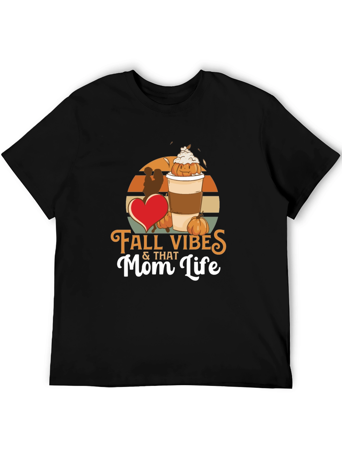 Fall Vibes & That Mom Life Black T-Shirt