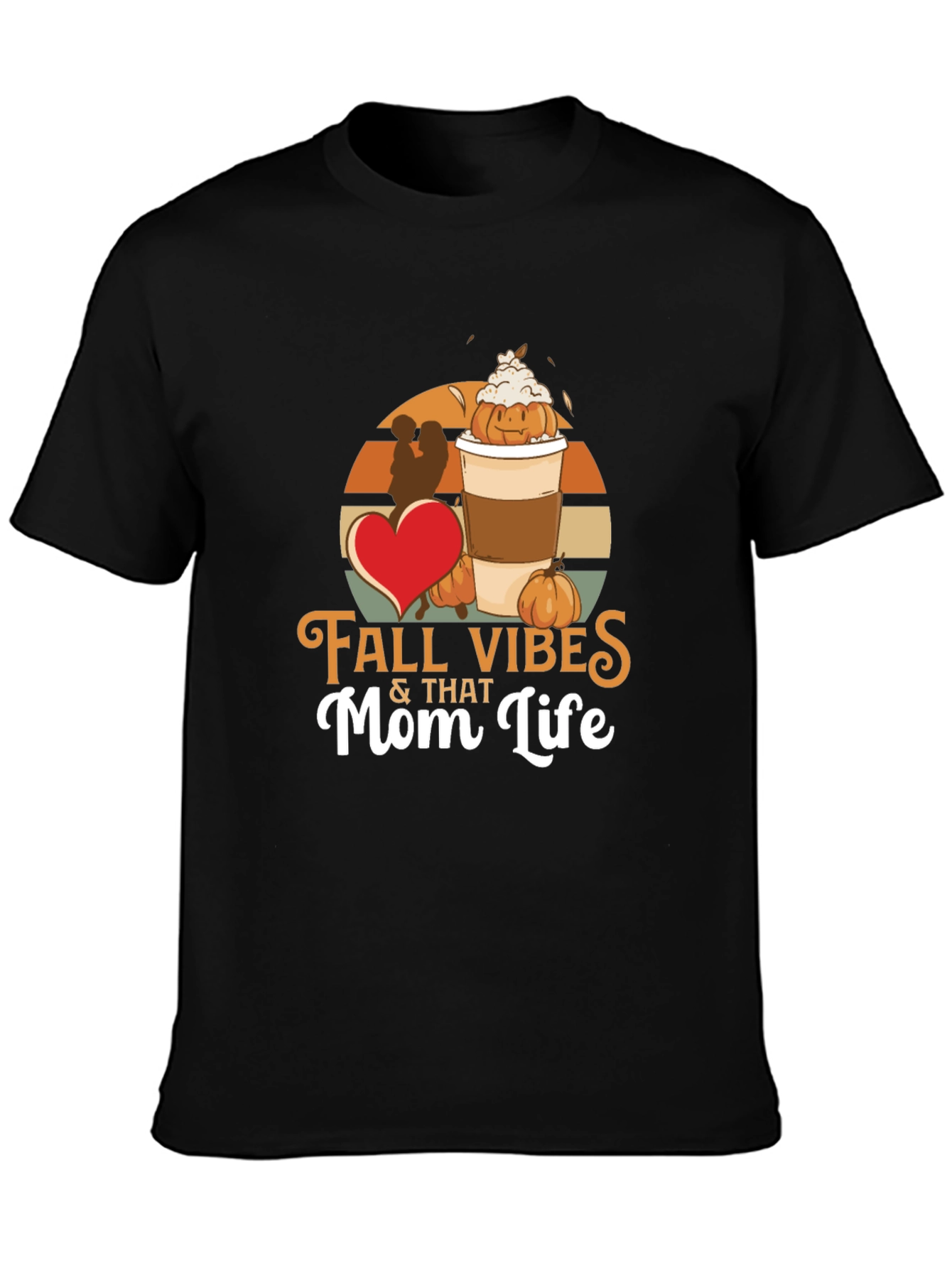 Fall Vibes & That Mom Life Black T-Shirt