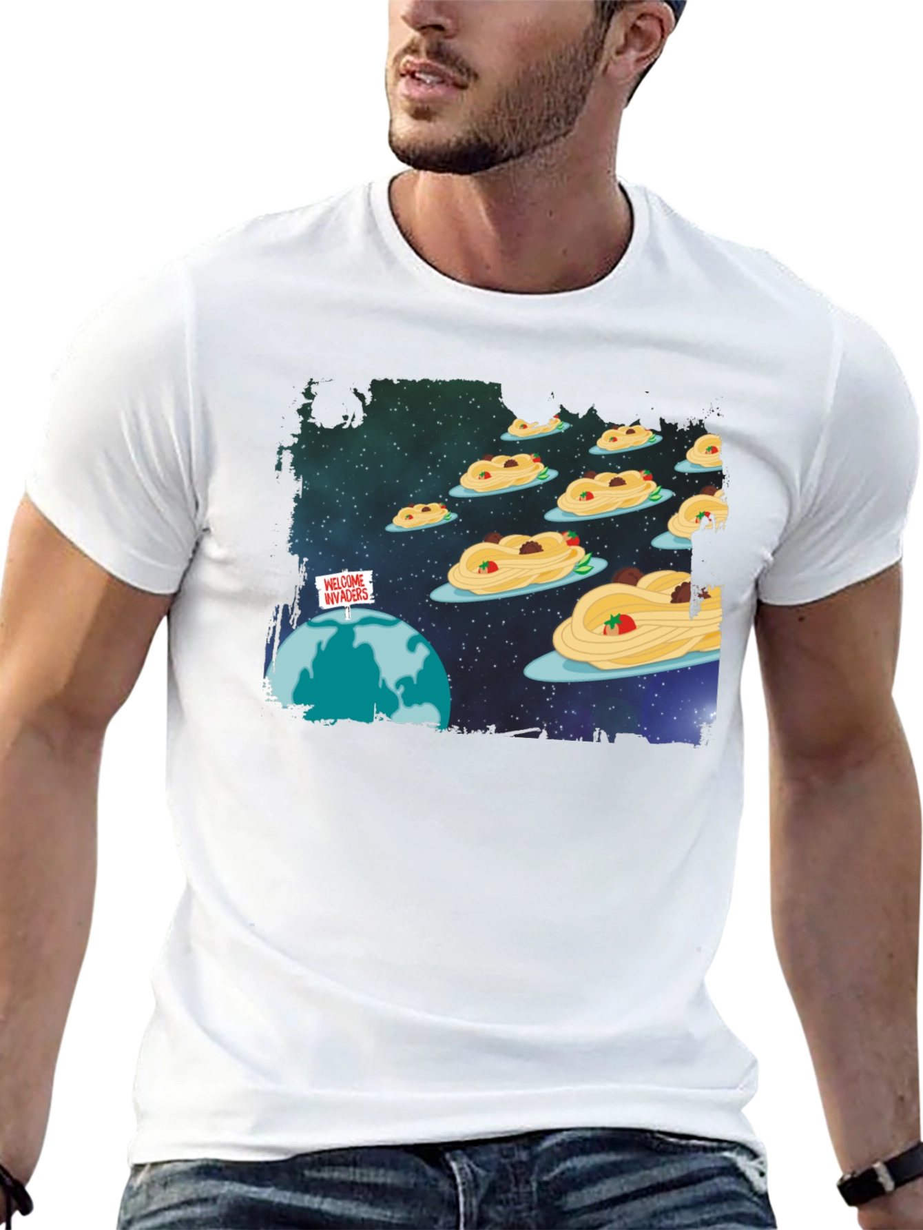 Spaghetti Invasion T-Shirt - Humorous Graphic Tee