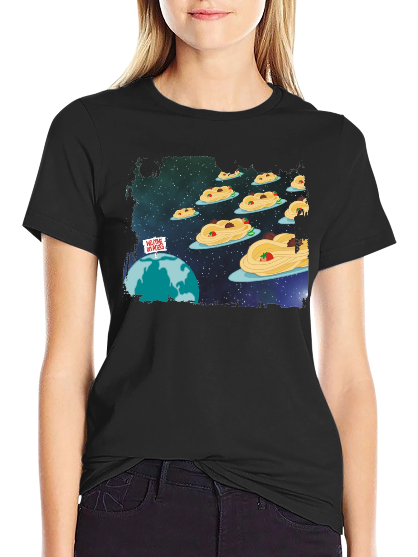 Spaghetti Invasion T-Shirt - Humorous Graphic Tee