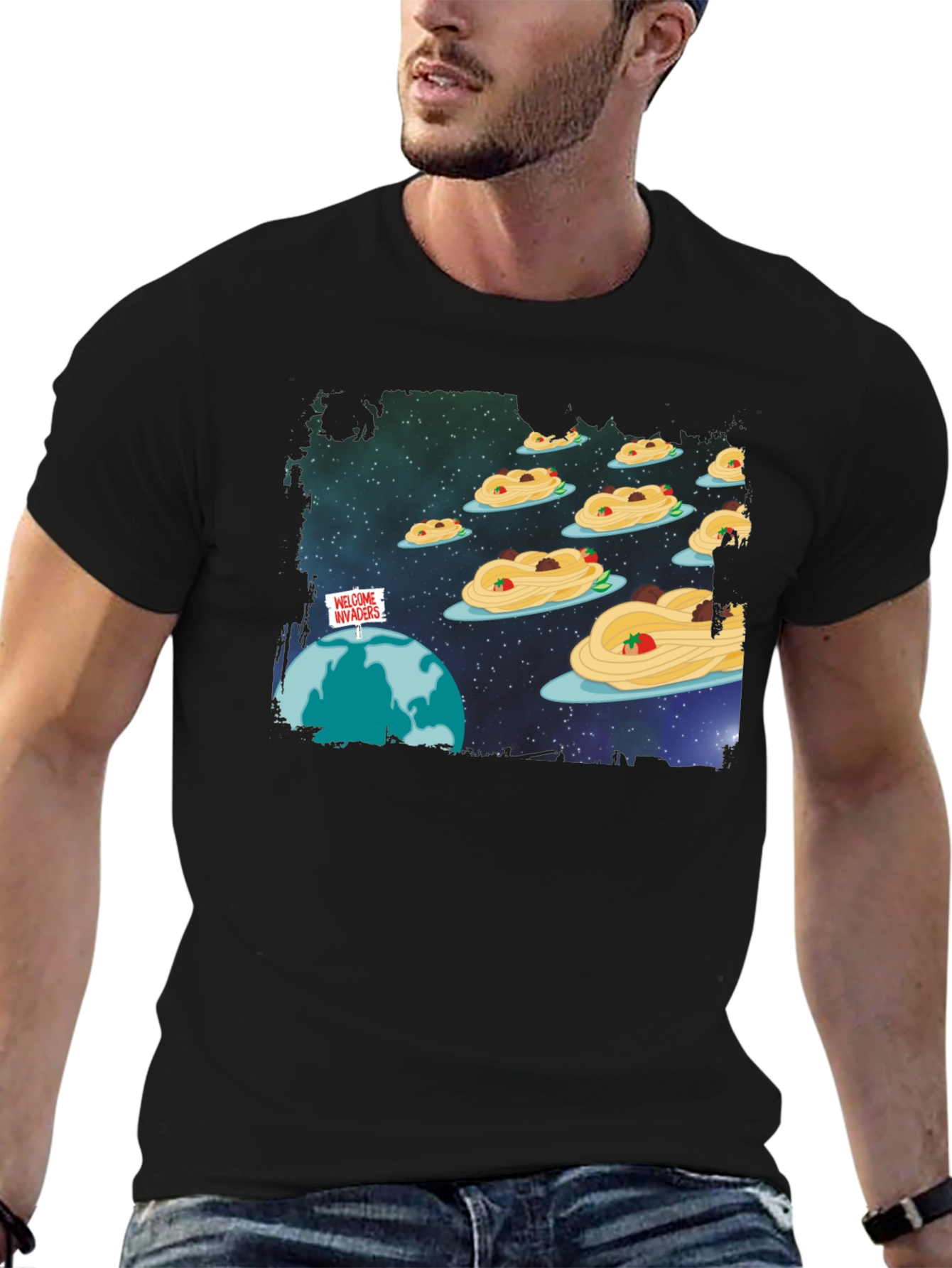 Spaghetti Invasion T-Shirt - Humorous Graphic Tee