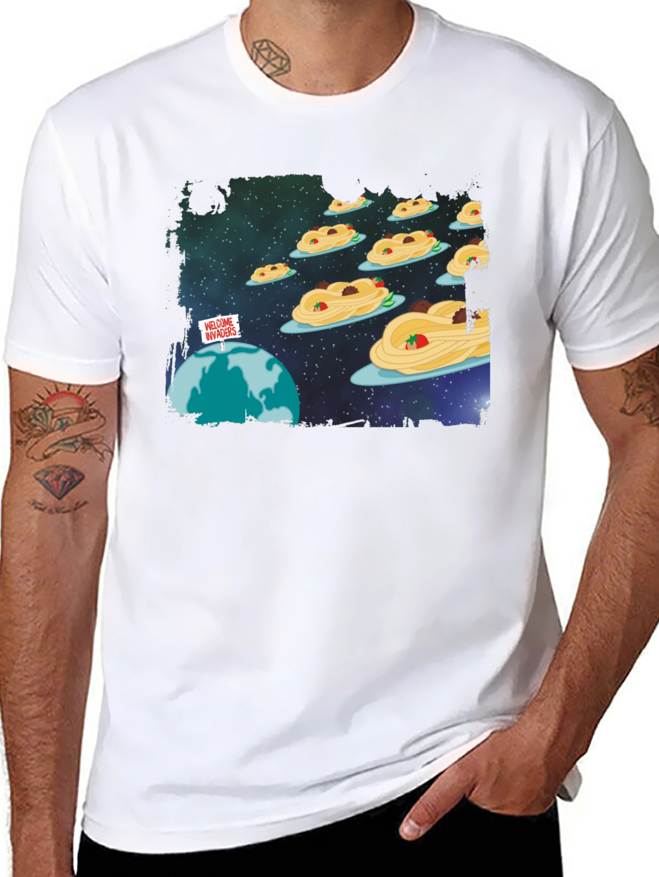 Spaghetti Invasion T-Shirt - Humorous Graphic Tee