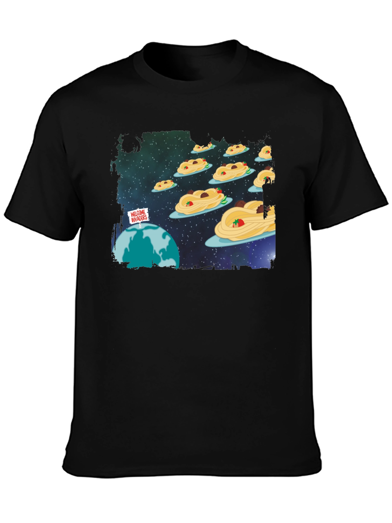 Spaghetti Invasion T-Shirt - Humorous Graphic Tee