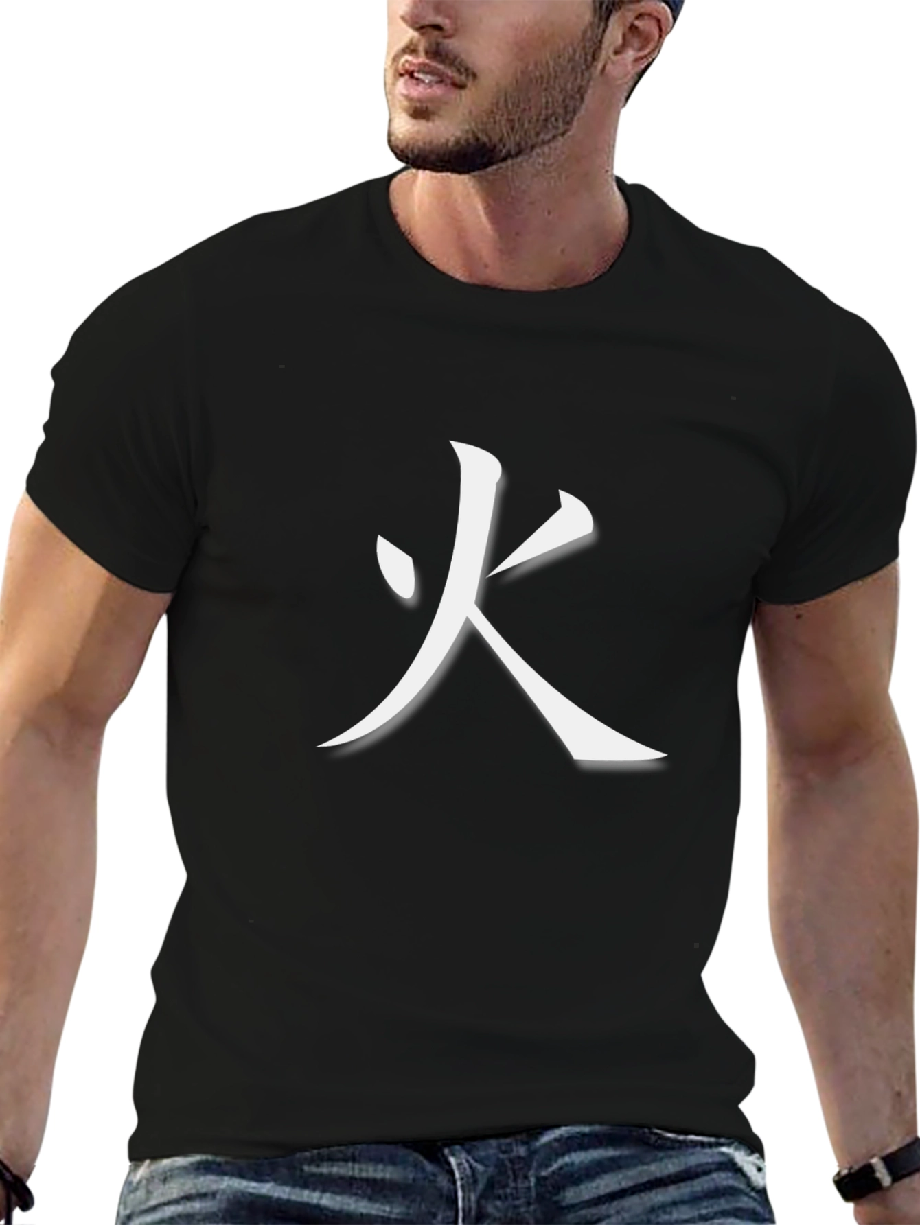 Fire Kanji T-Shirt - Black Casual Tee