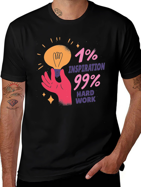 Inspiration & Hard Work Graphic Tee - Black Cotton T-Shirt