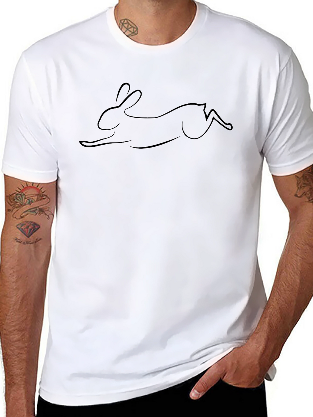 Black Rabbit Outline Graphic Tee