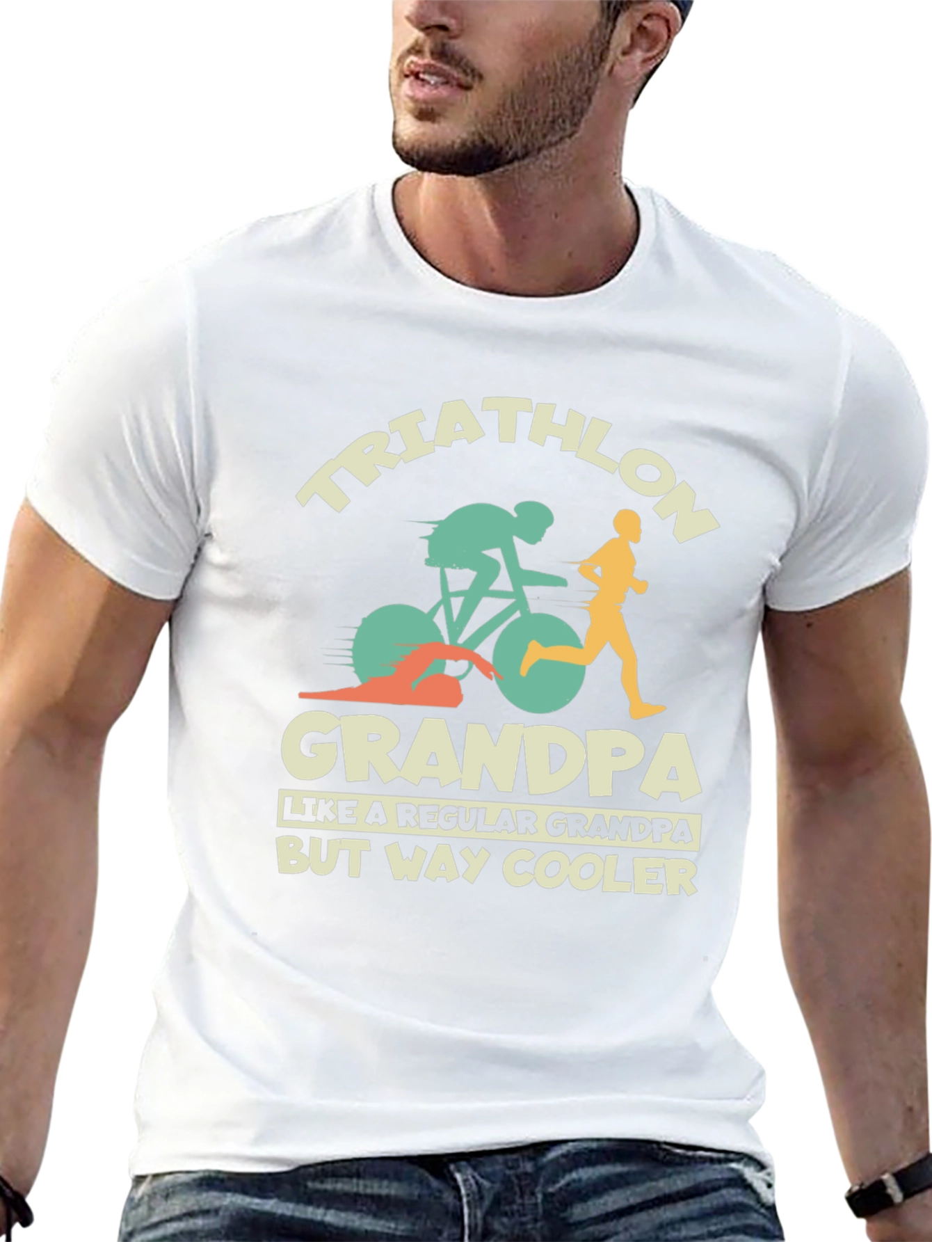 Triathlon Grandpa T-Shirt - Cool Grandfather Tee